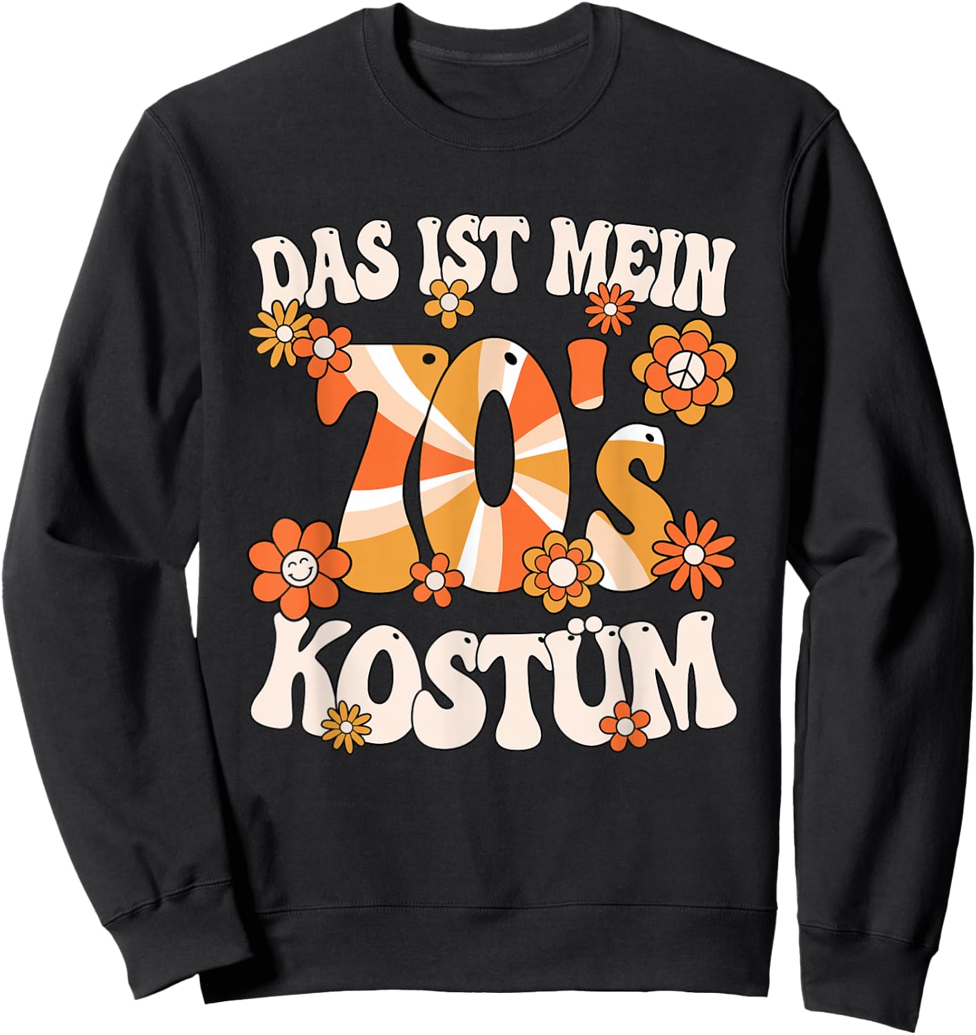 Das Ist Mein 70s Costume Hippie Motto Party 70s Outfit , black Sweatshirt - Sweatshirt | Black