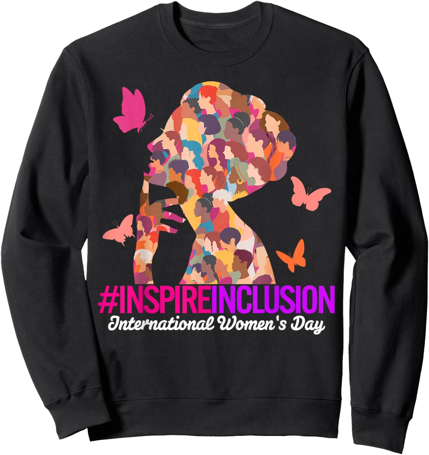 Inspire Inclusion International Women's Day 2025 Girl Women Sweatshirt - Sweatshirt | Black