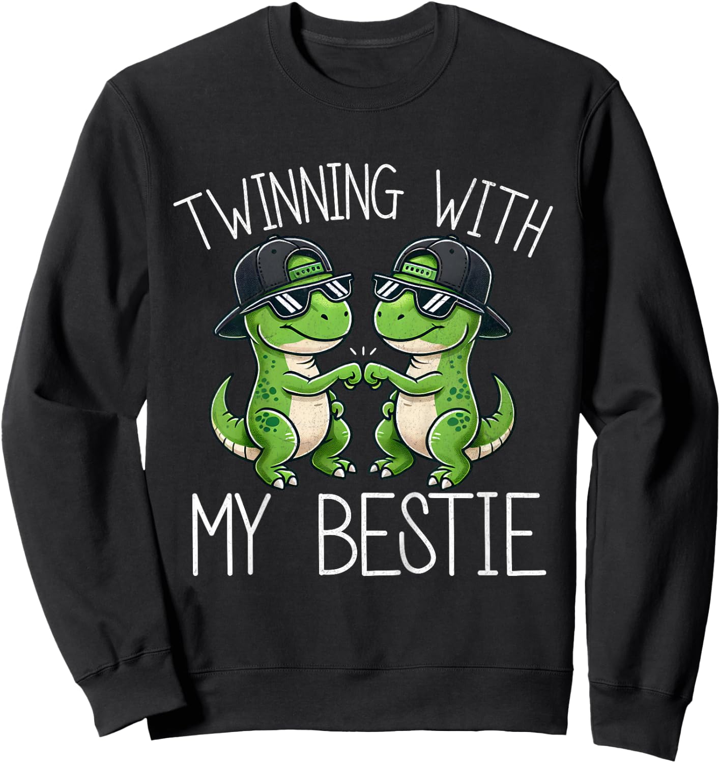 Kids Best Friend Twin Boys T Rex Dinosaur Twinning With My Bestie Sweatshirt - Sweatshirt | Black