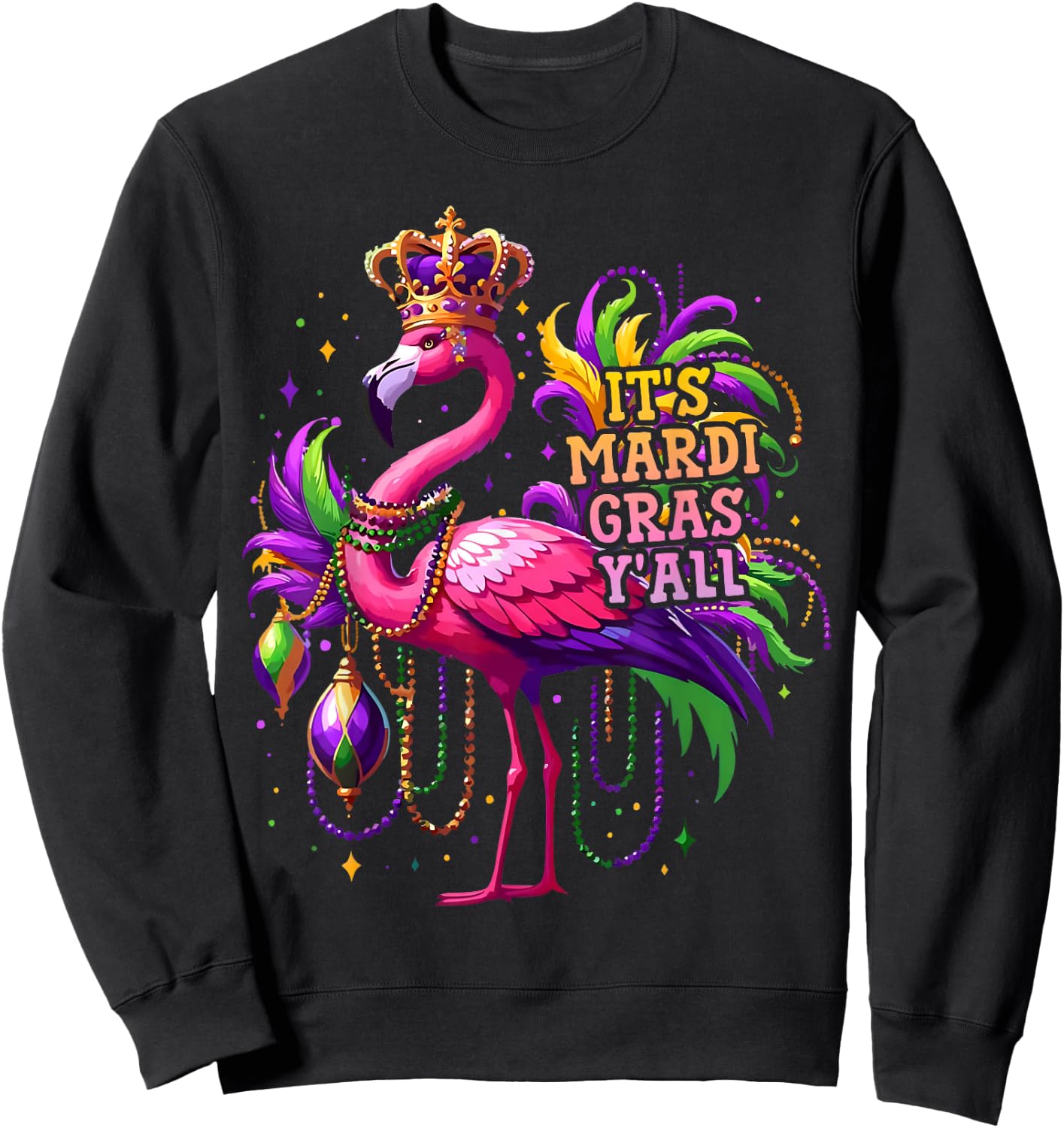 Funny Carnival Party Gift Flamingo Mardi Gras Sweatshirt - Sweatshirt | Black