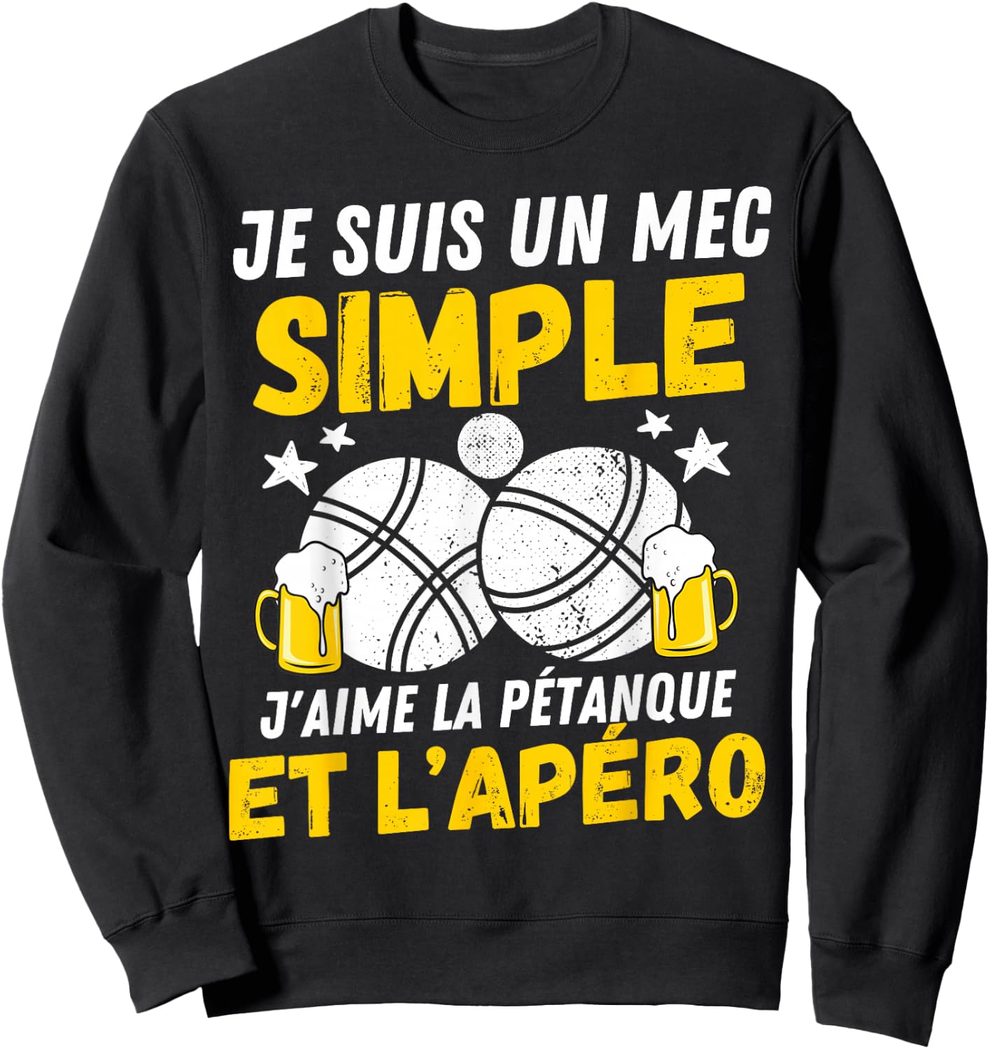 Guy simple aperitif pétanque funny boccia bouliste pétanque Sweatshirt - Sweatshirt | Black