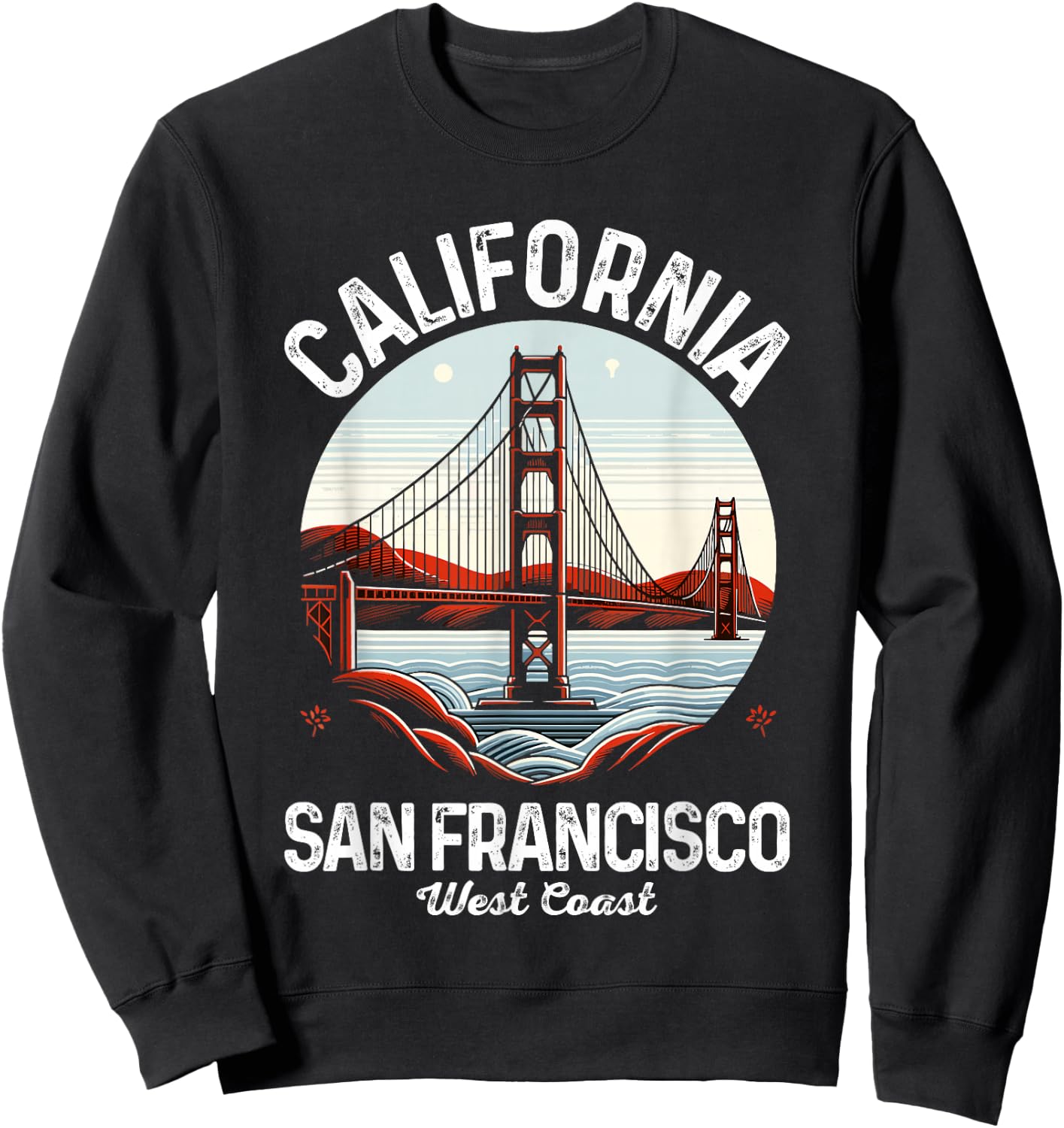 California San Francisco West Coast Golden Gate Bridge Sweatshirt - Sweatshirt | Black