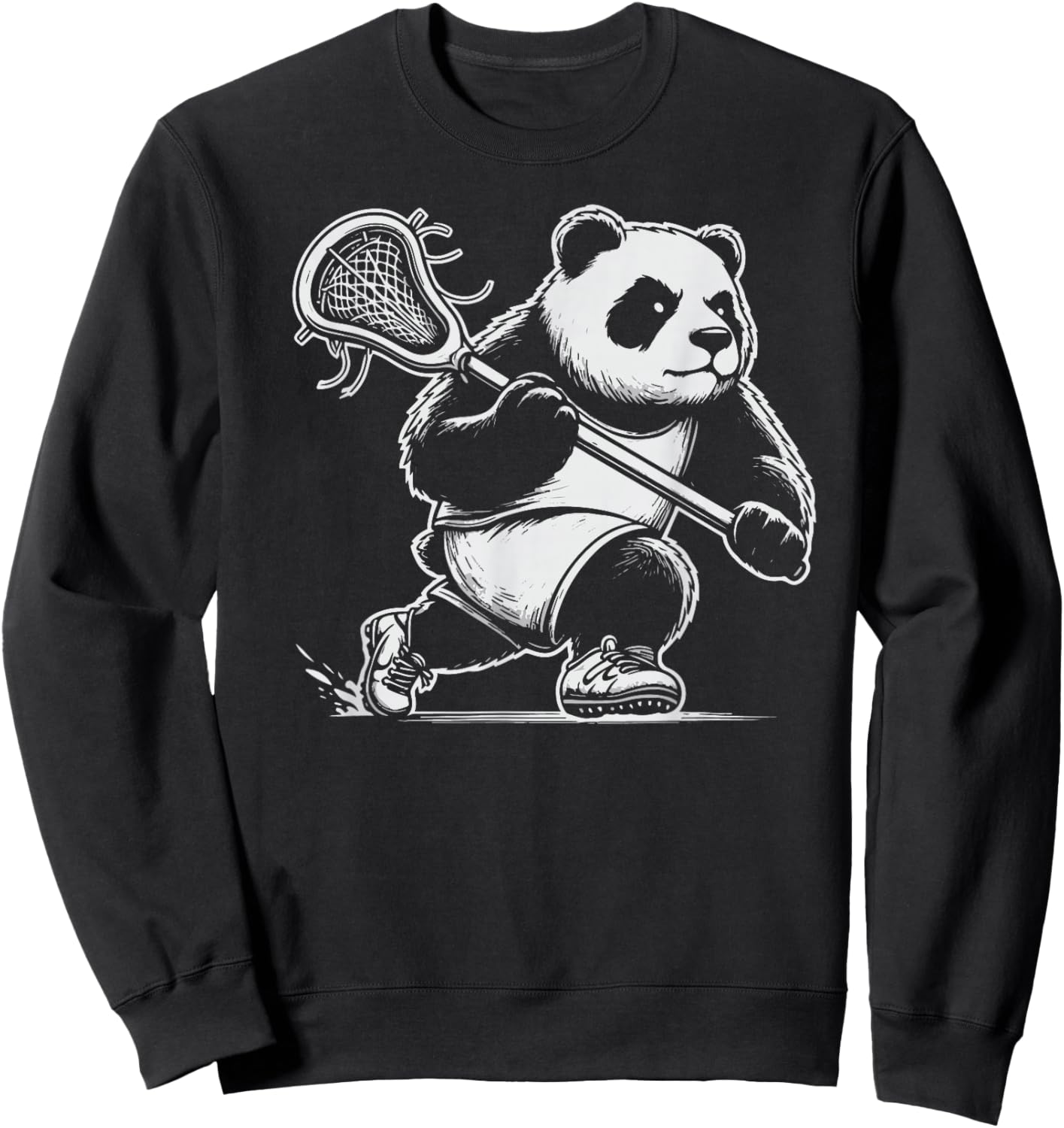 Awesome Panda Lacrosse Lax Dude Sweatshirt - Sweatshirt | Black
