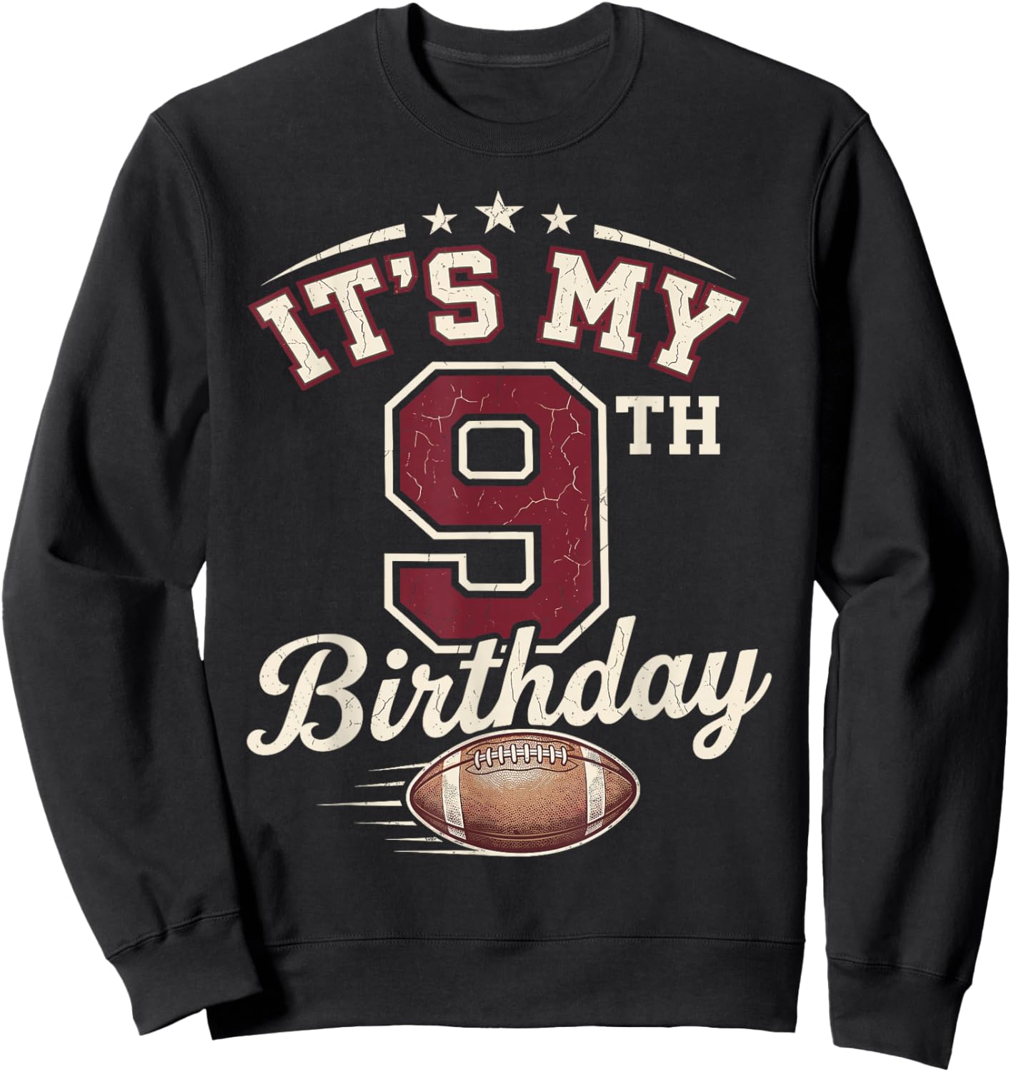 Its My 9th Birthday Football Boys 9 Years Old Birthday Sweatshirt - Sweatshirt | Black