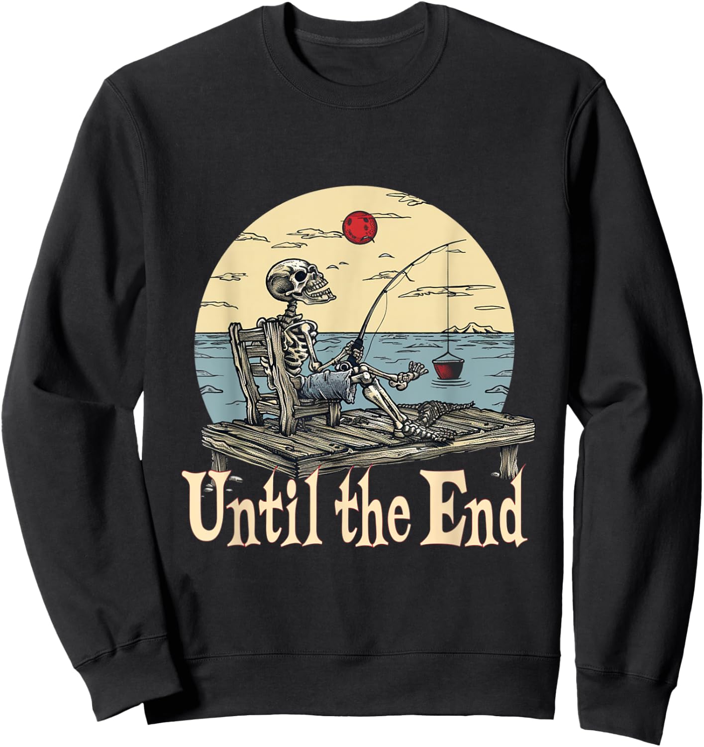 Skelett Angeln bis zum Ende Lustiger Fischer Sweatshirt - Sweatshirt | Black