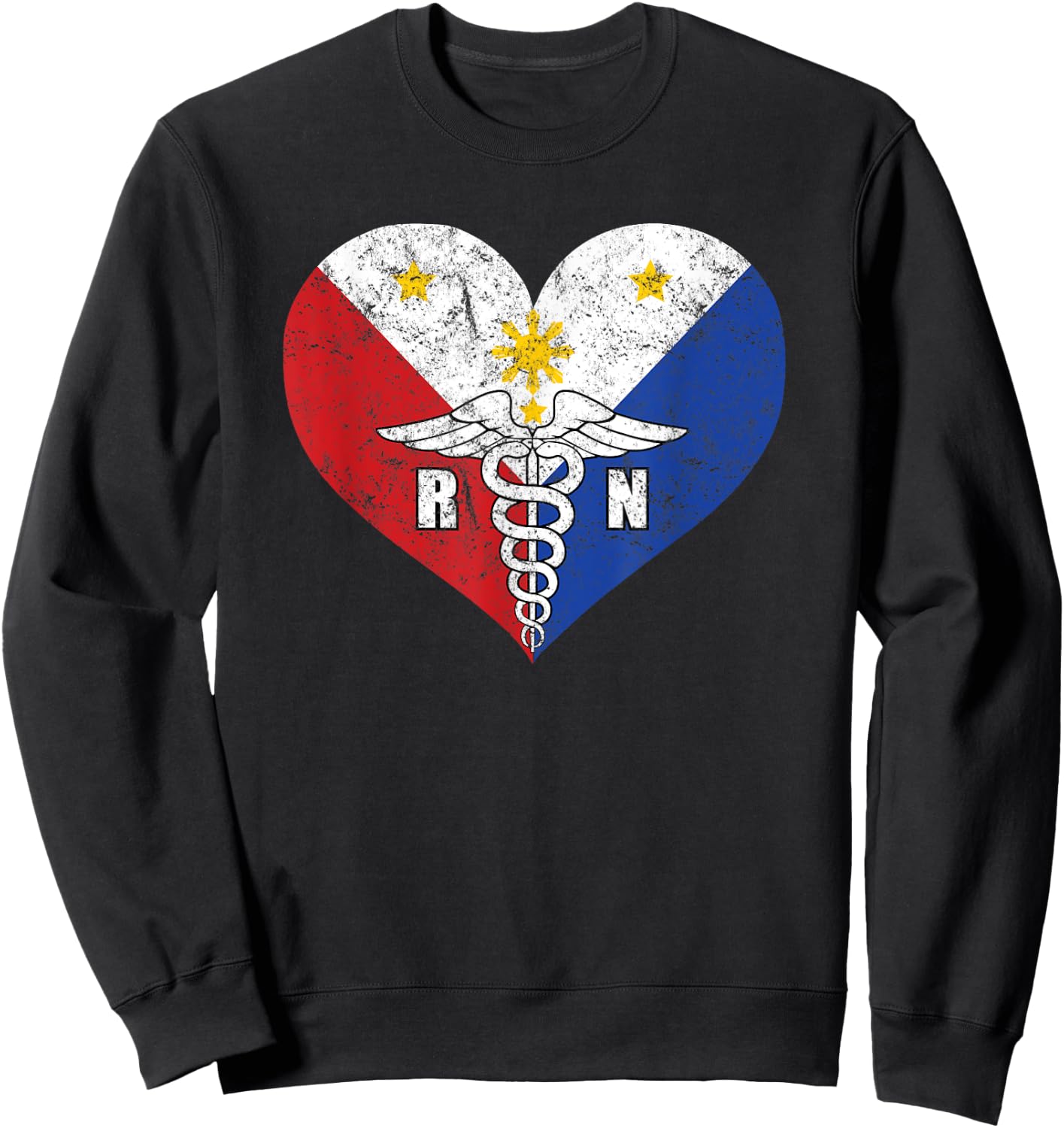 Filipino RN Registered Nurse Love Shirt, Caduceus Gift Sweatshirt - Sweatshirt | Black