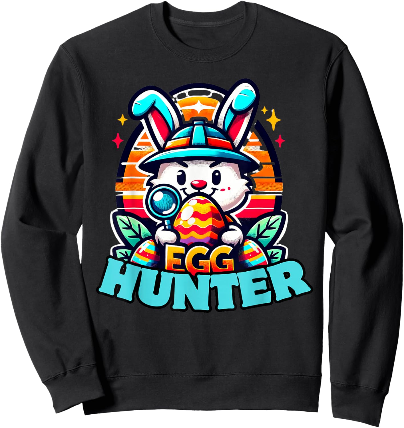 Egg Hunting Squad Graphic Easter Egg Hunt Sweatshirt - Sweatshirt | Black