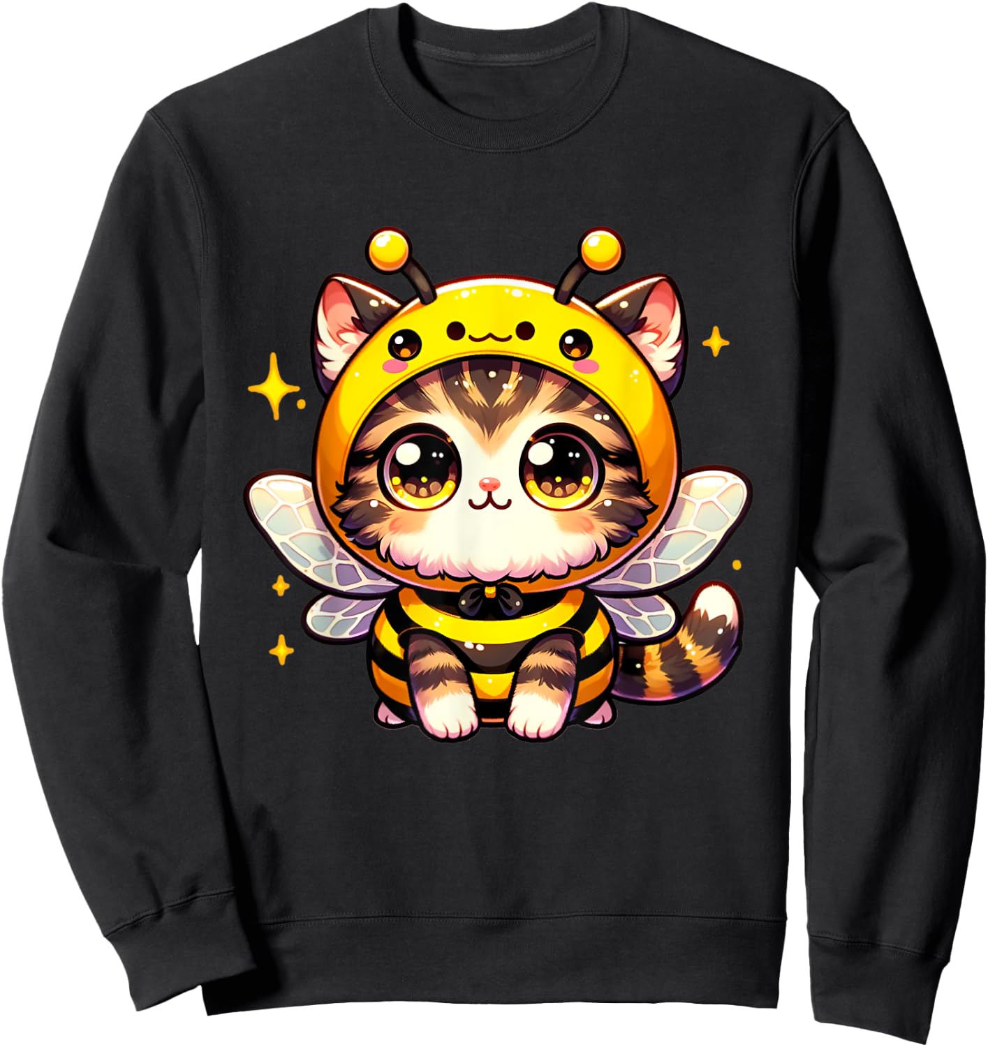 Cute kawaii cat in a bee costume halloween bee theme Sweatshirt - Sweatshirt | Black