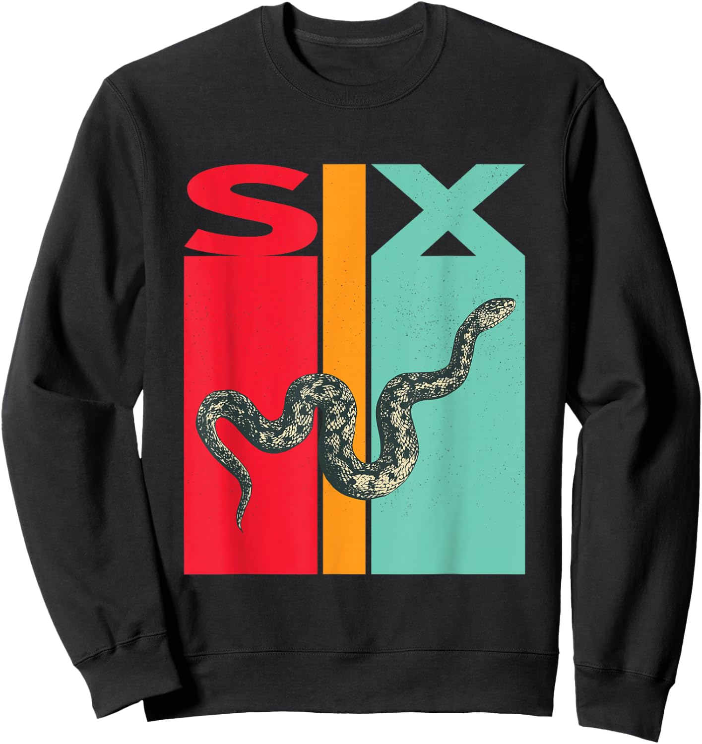 6th Birthday Vintage Snake Pet Reptile 6 Years Old Sweatshirt - Sweatshirt | Black