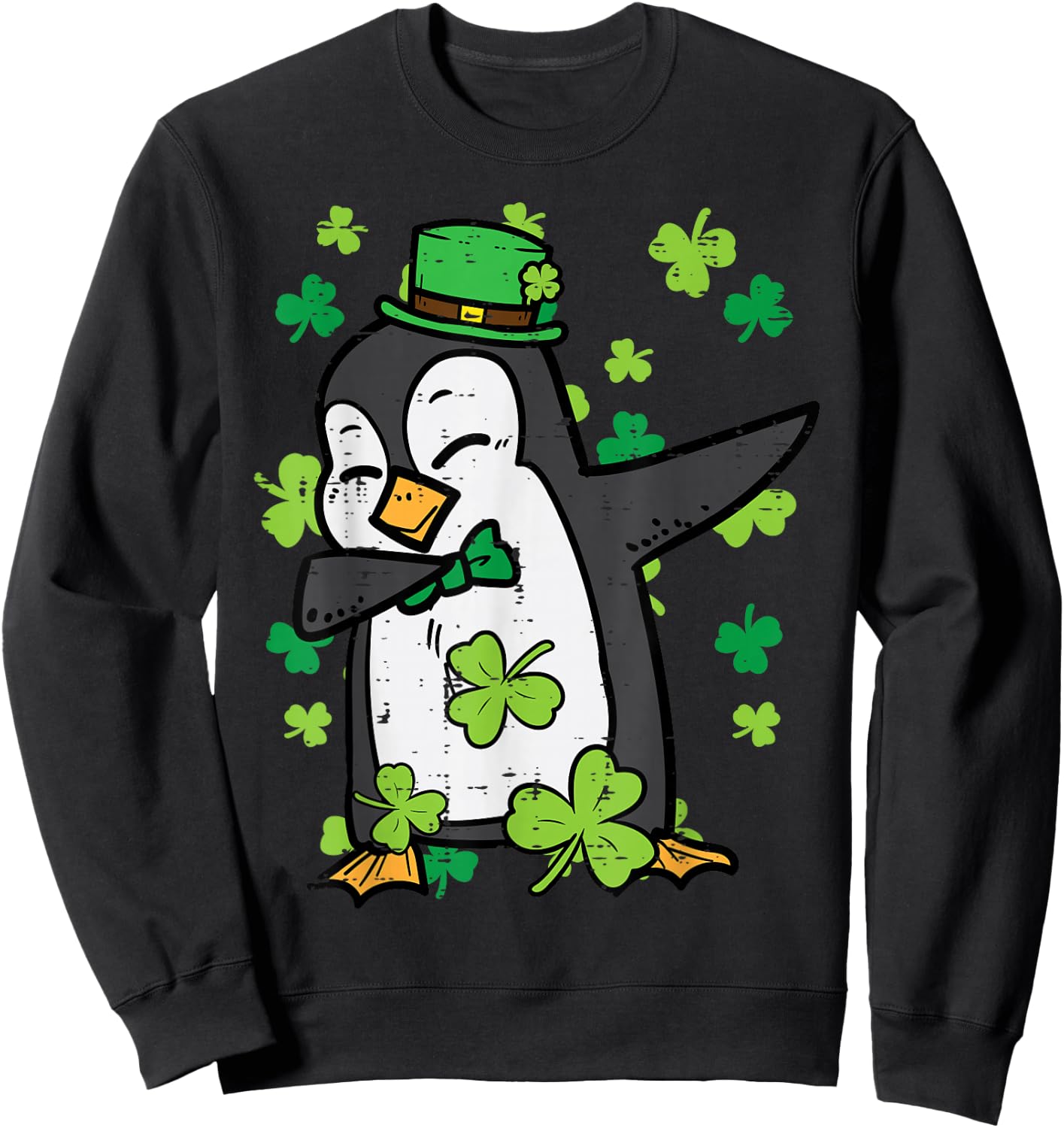 St Patricks Day Penguin Dab Saint Paddys Boys Girls Kids Sweatshirt - Sweatshirt | Black