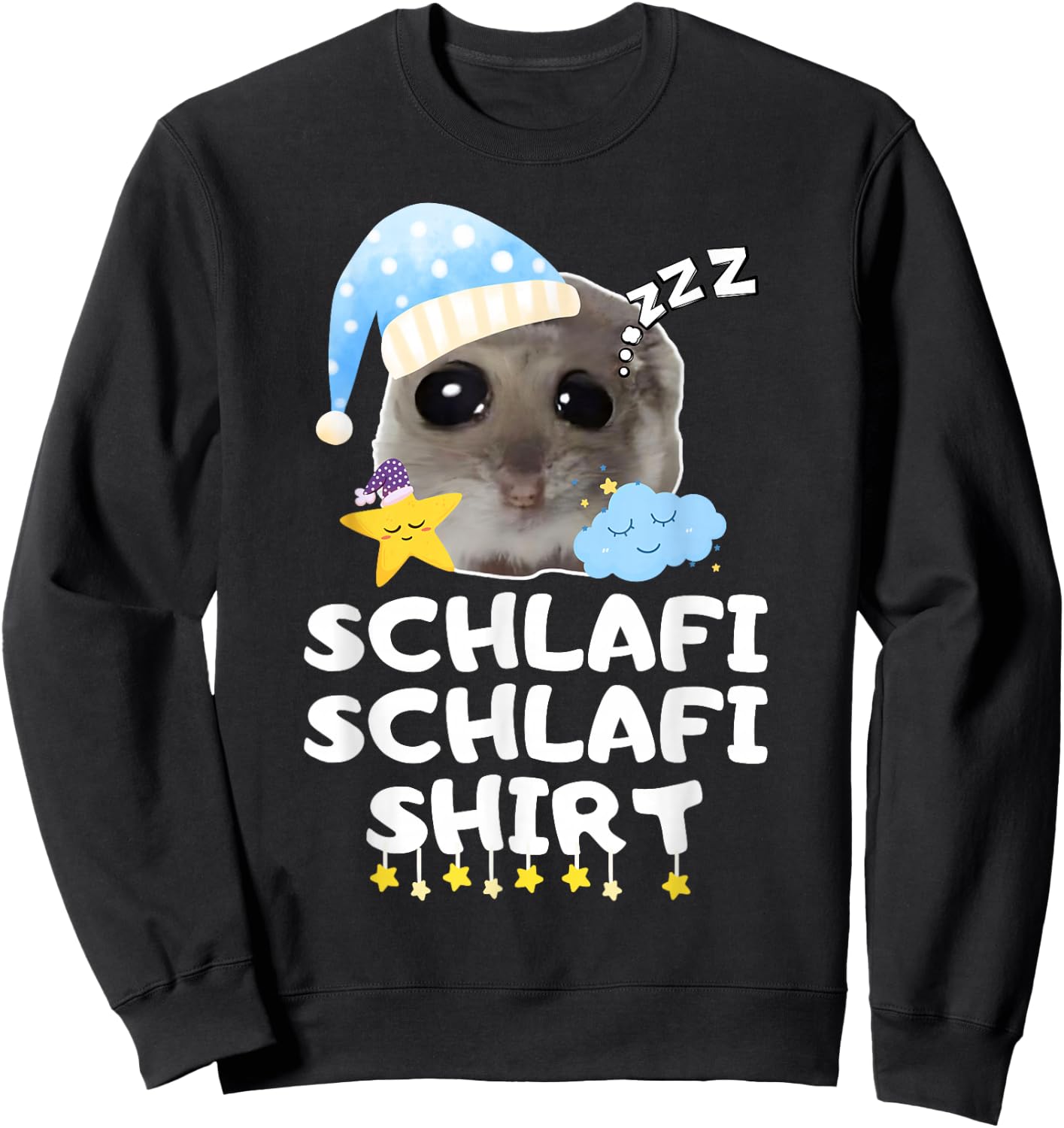 Schlafi Schlafi Funny Sad Hamster Cute Hamstie Sweatshirt - Sweatshirt | Black