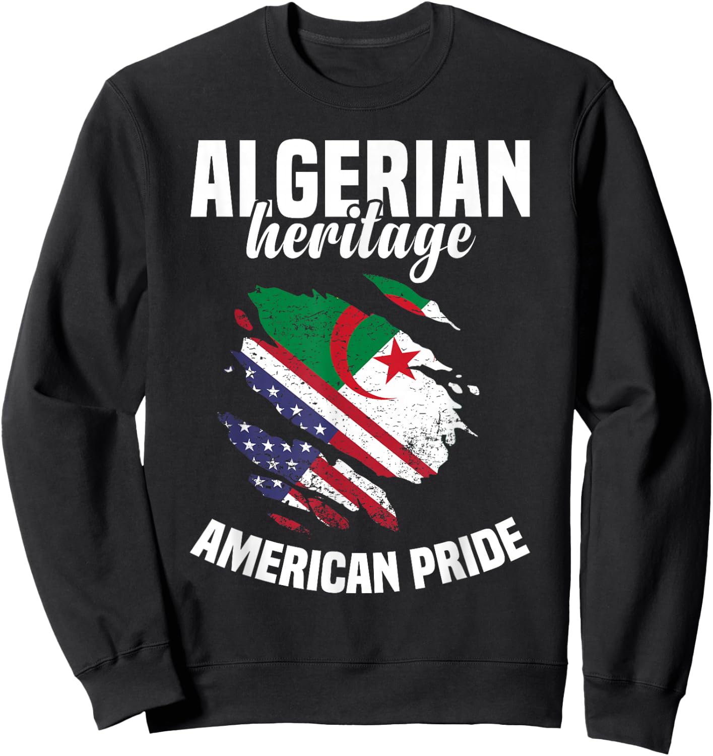 Algeria Flag Outfit American Flags US Uniform Algerian Sweatshirt - Sweatshirt | Black