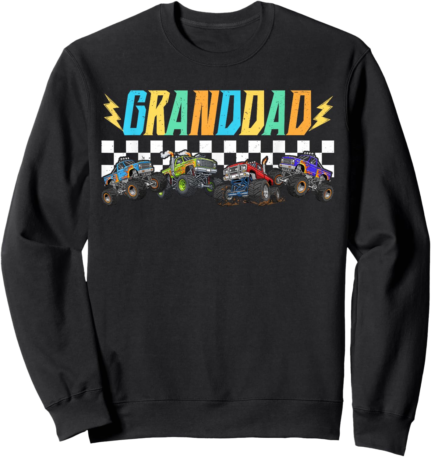Granddad Monster Truck Family Matching Monster Truck Lovers Sweatshirt - Sweatshirt | Black