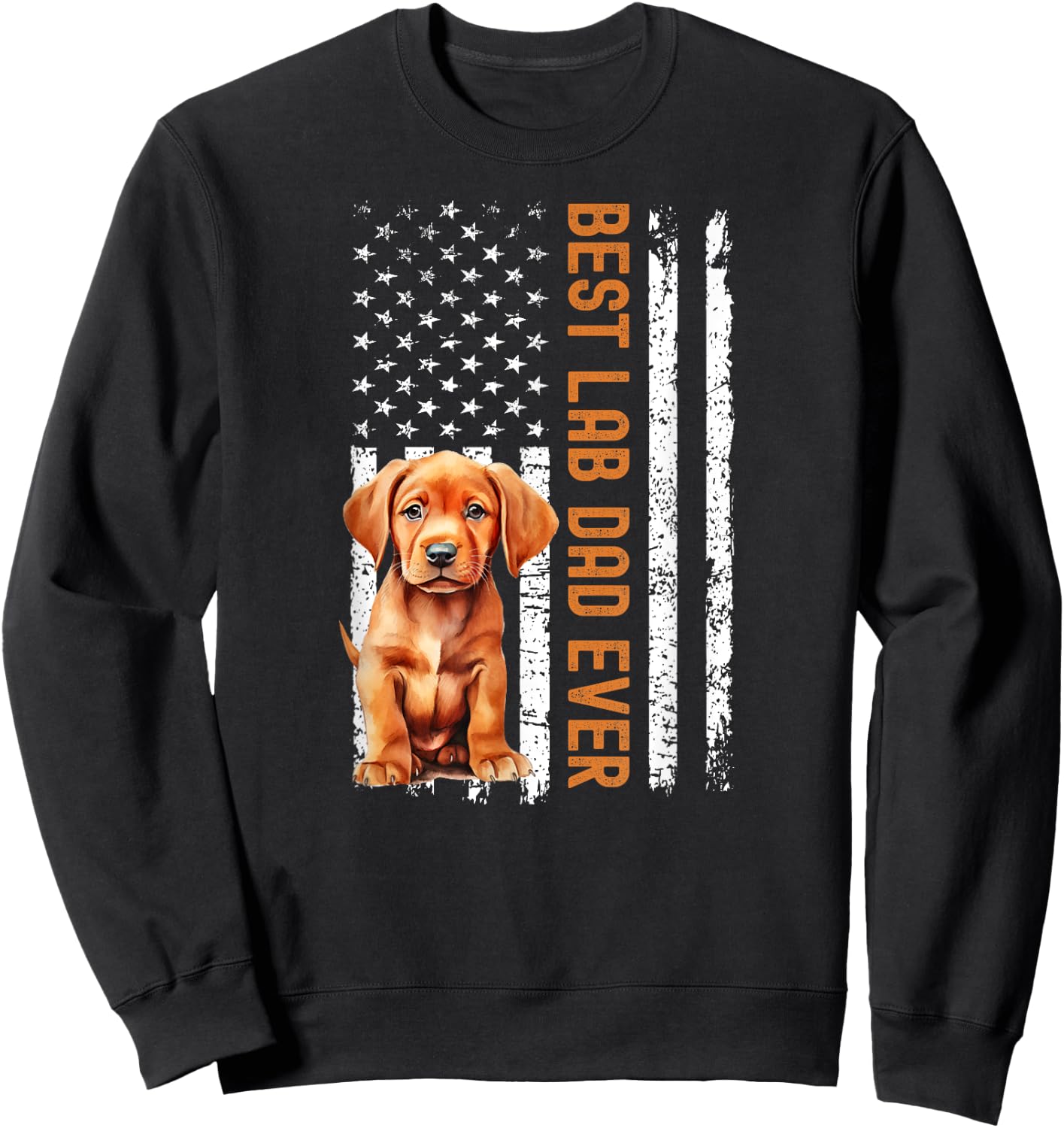 Best Fox Red Lab Dad Ever Labrador Matching Parents Flag Sweatshirt - Sweatshirt | Black