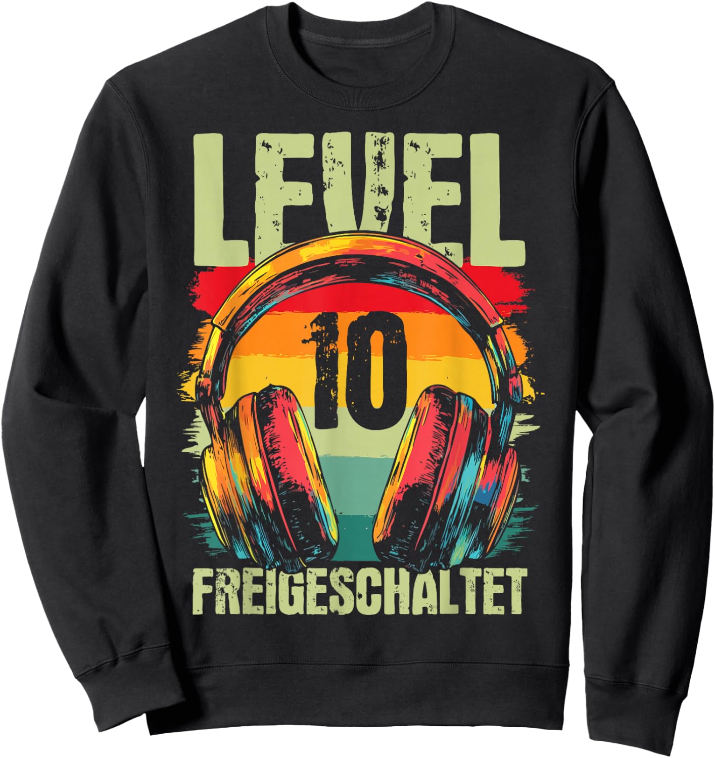 10th Birthday Boys Video Gamer Level 10 Unlocked Boys Sweatshirt - Sweatshirt | Black
