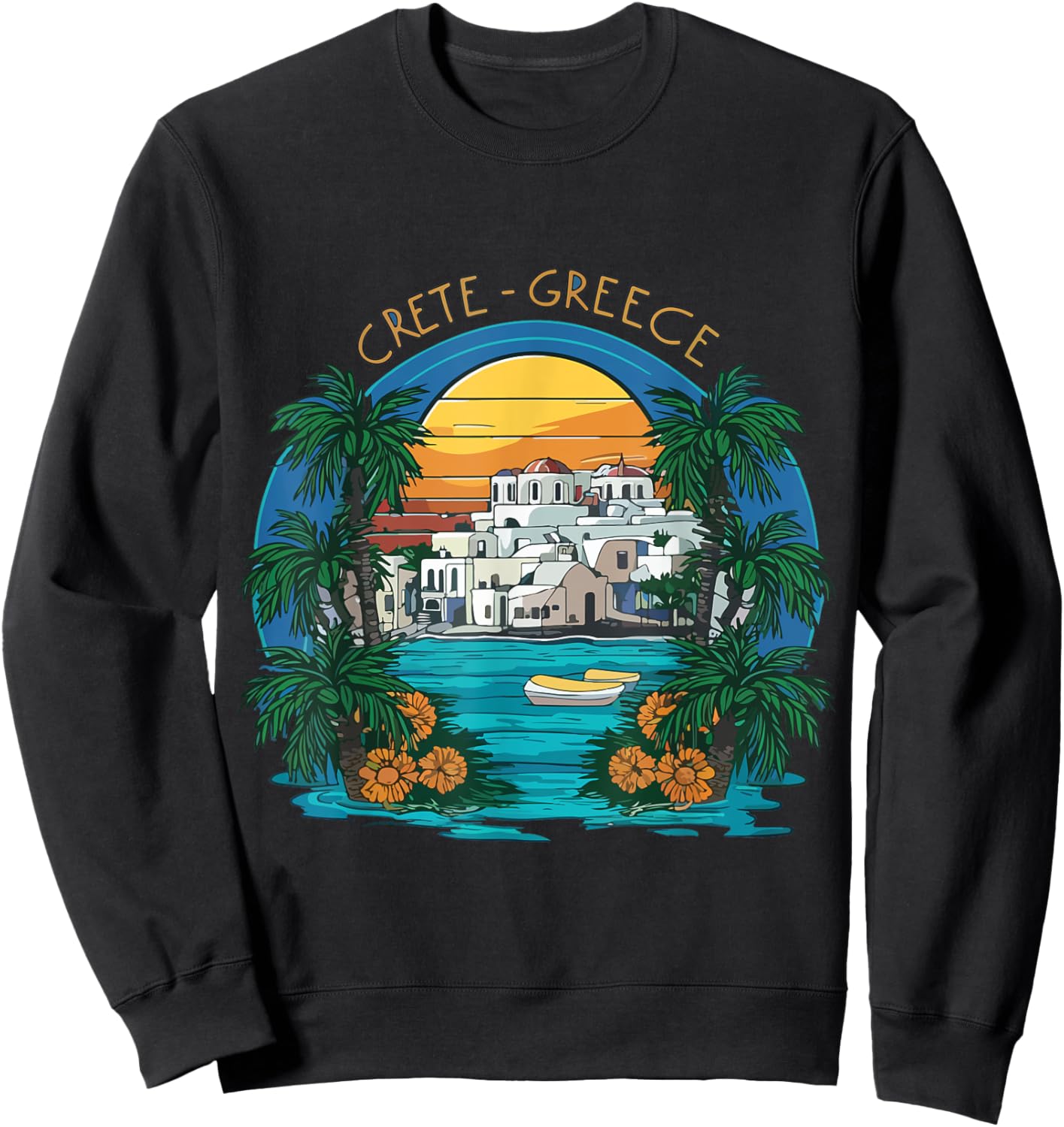 Crete Summer Greece Souvenir Greek Island Vacation Men Women Sweatshirt - Sweatshirt | Black