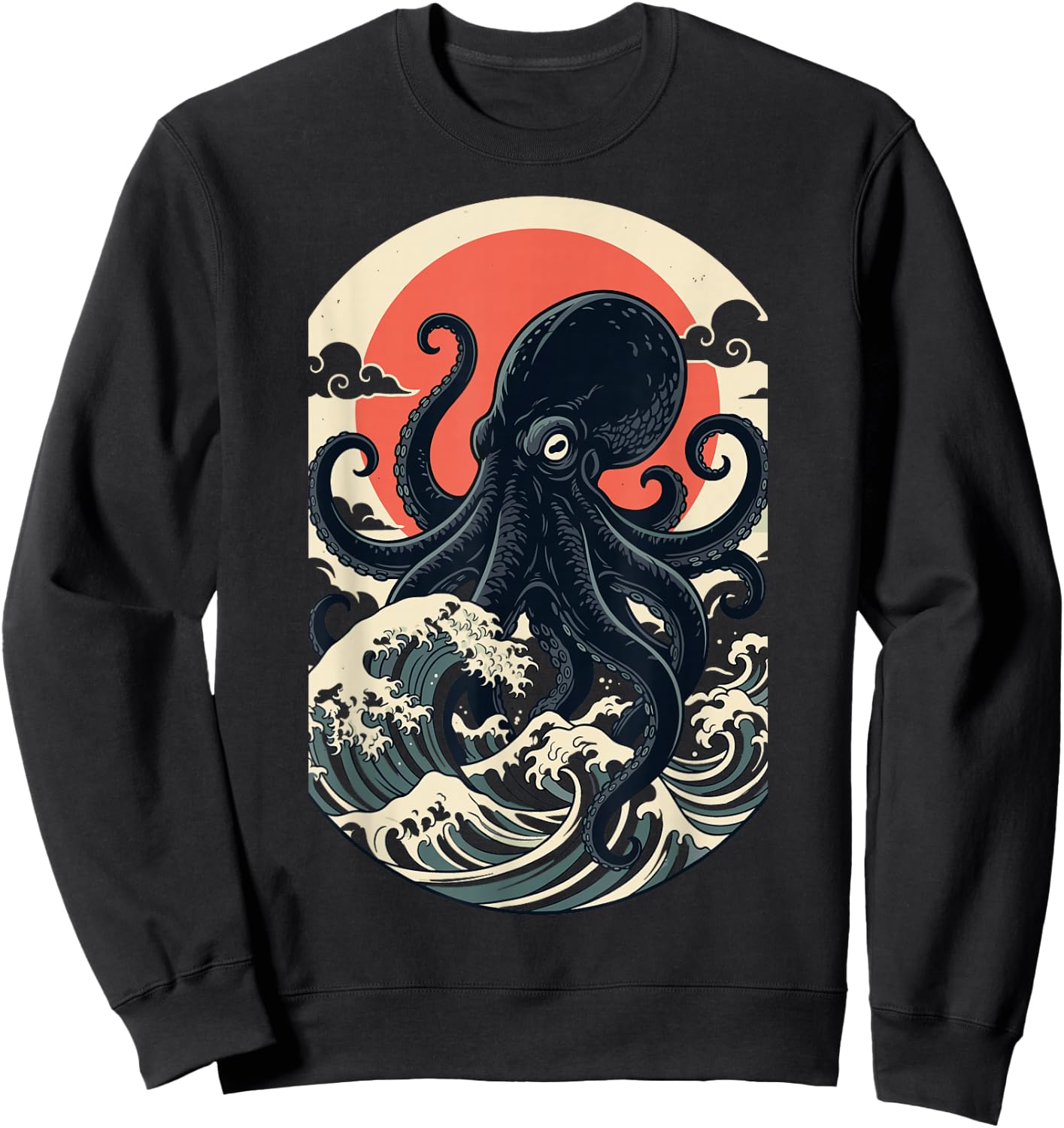 Giant Sea Creature Art Men Women Funny Octopus Sweatshirt - Sweatshirt | Black