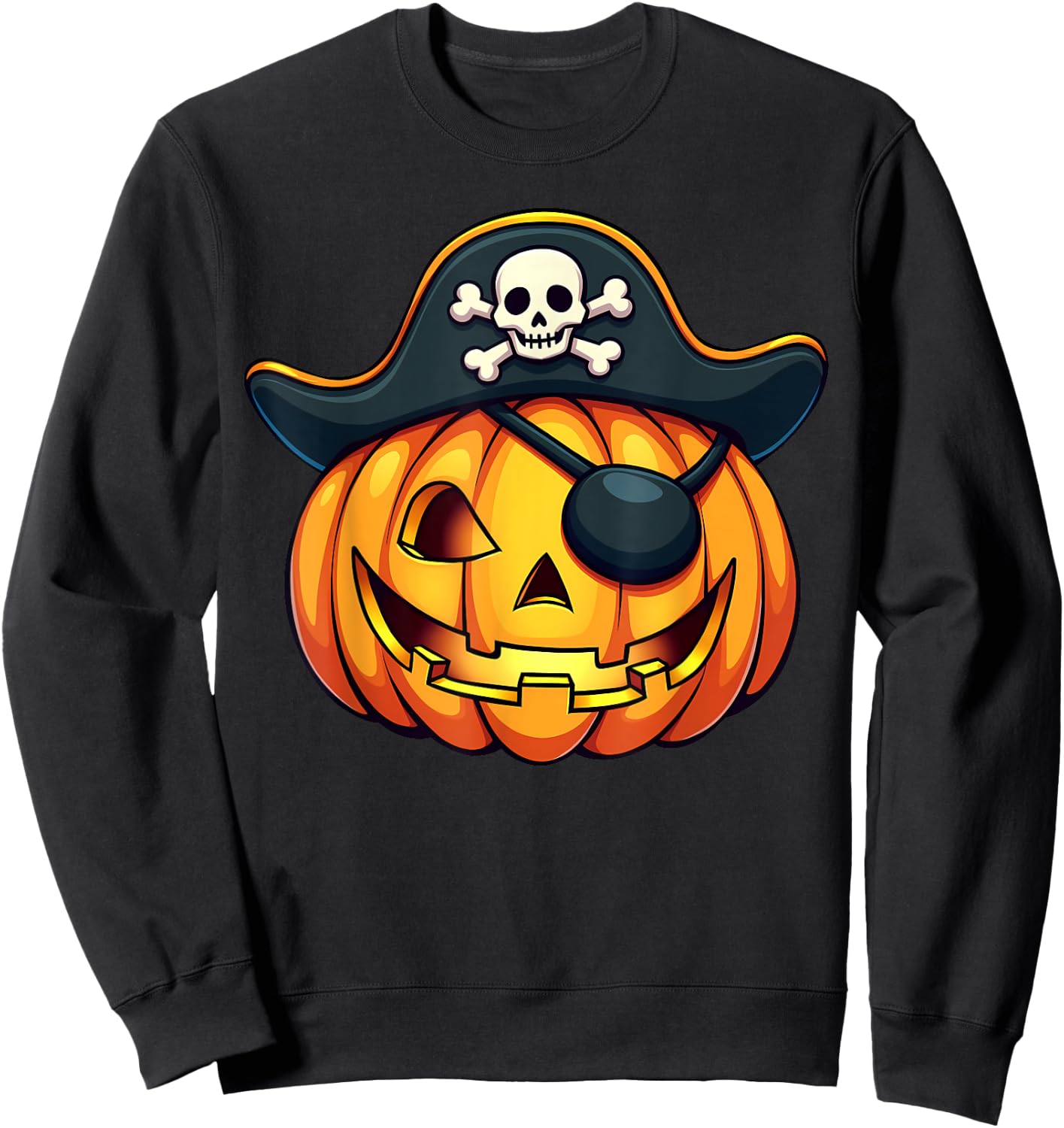 Cute Pirate Jack O Lantern Pumpkin Halloween Costume Sweatshirt - Sweatshirt | Black