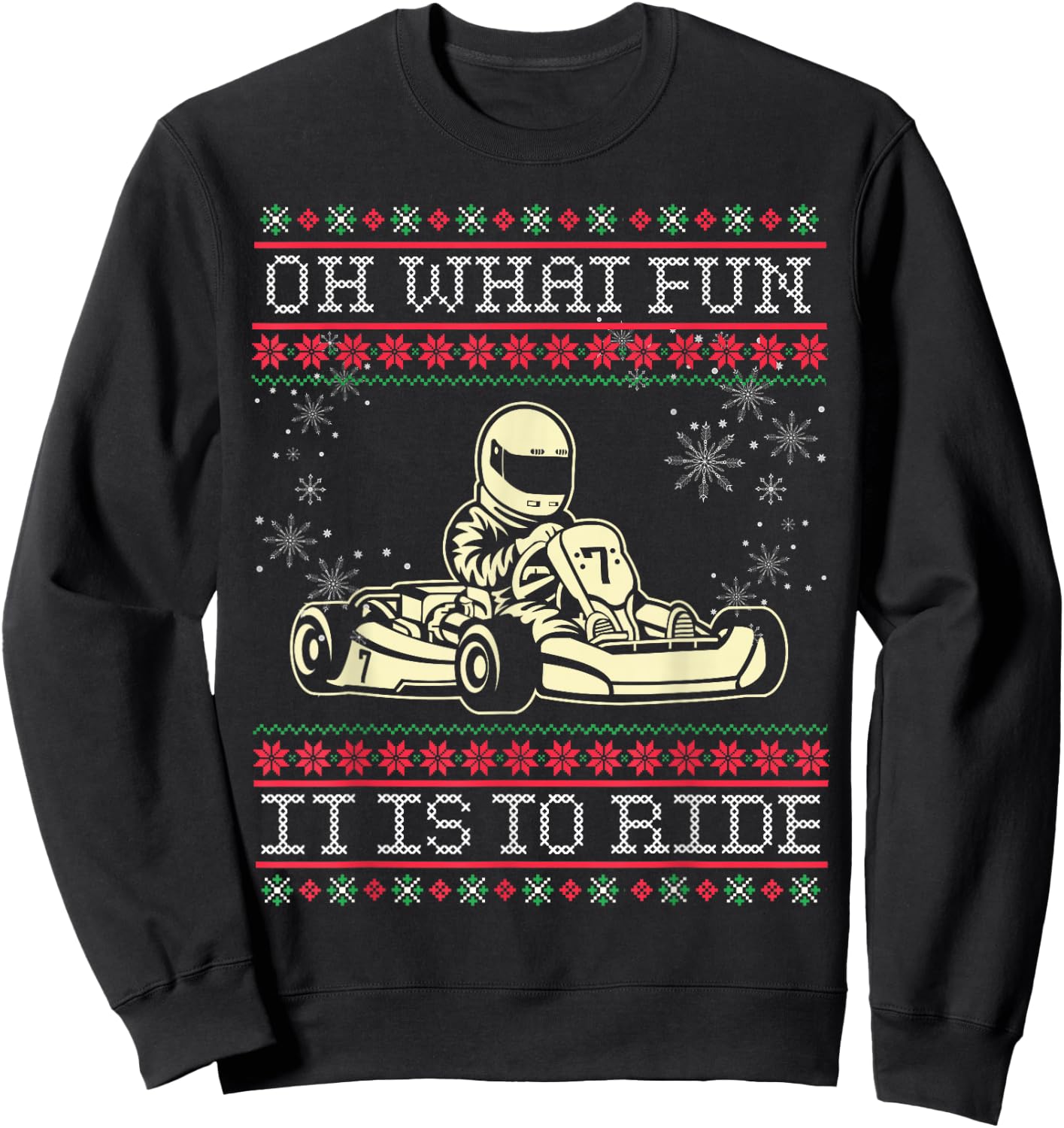 Ugly Christmas Go Kart Oh What Fun it is to Ride Sweatshirt - Sweatshirt | Black