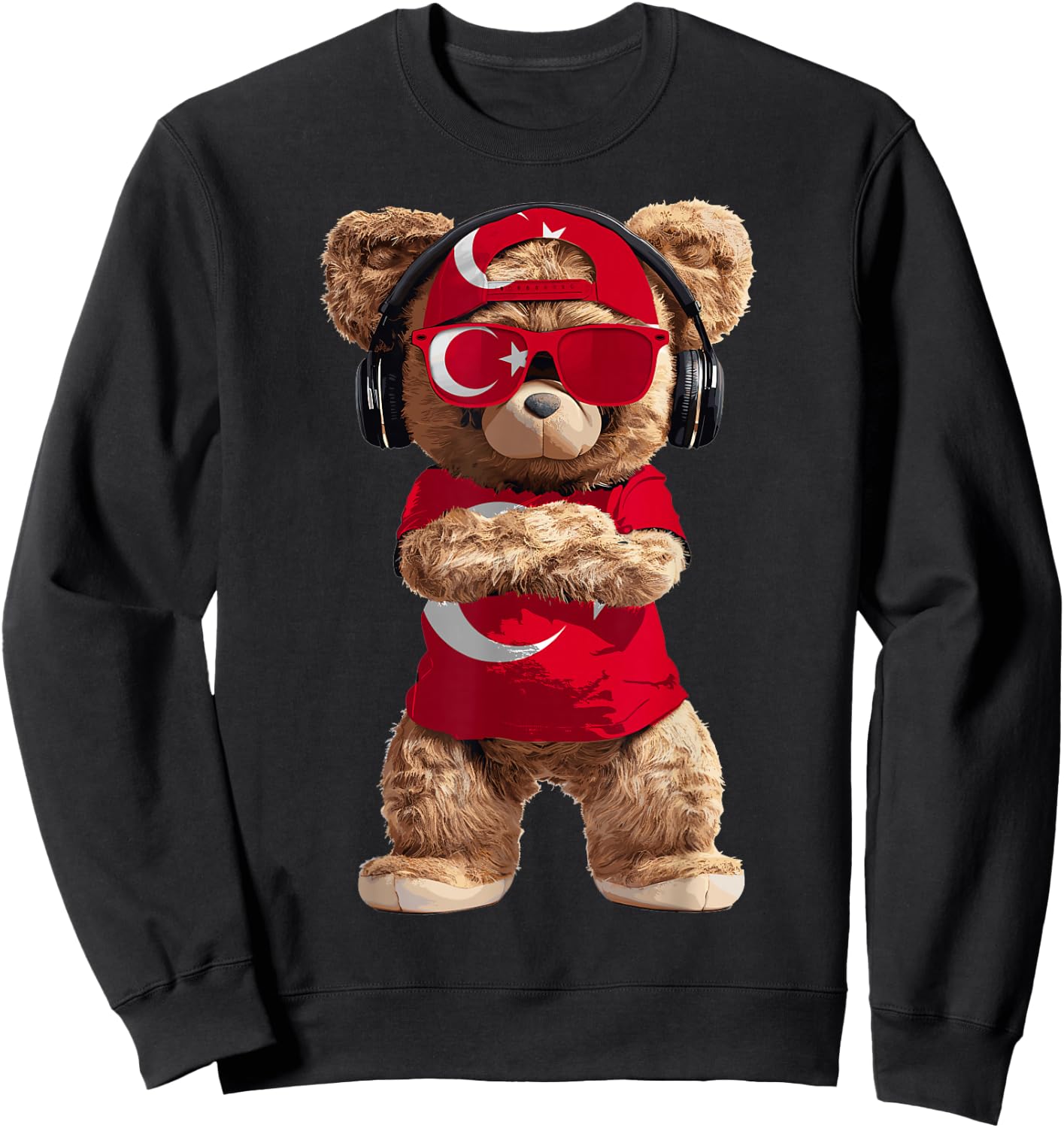 Turkey Flag Souvenirs Bear Outfit Products Turkish Sweatshirt - Sweatshirt | Black