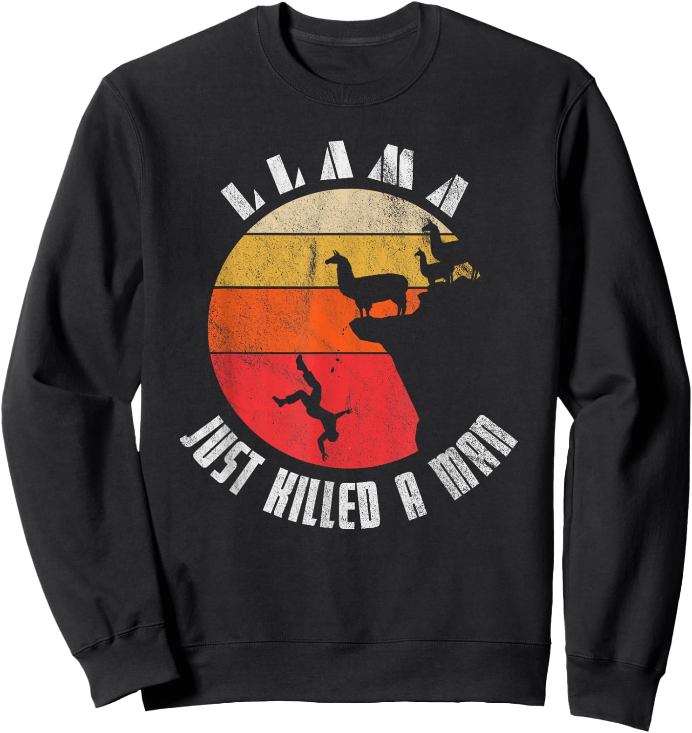 Retro Llama Just Killed A Man Sweatshirt - Sweatshirt | Black
