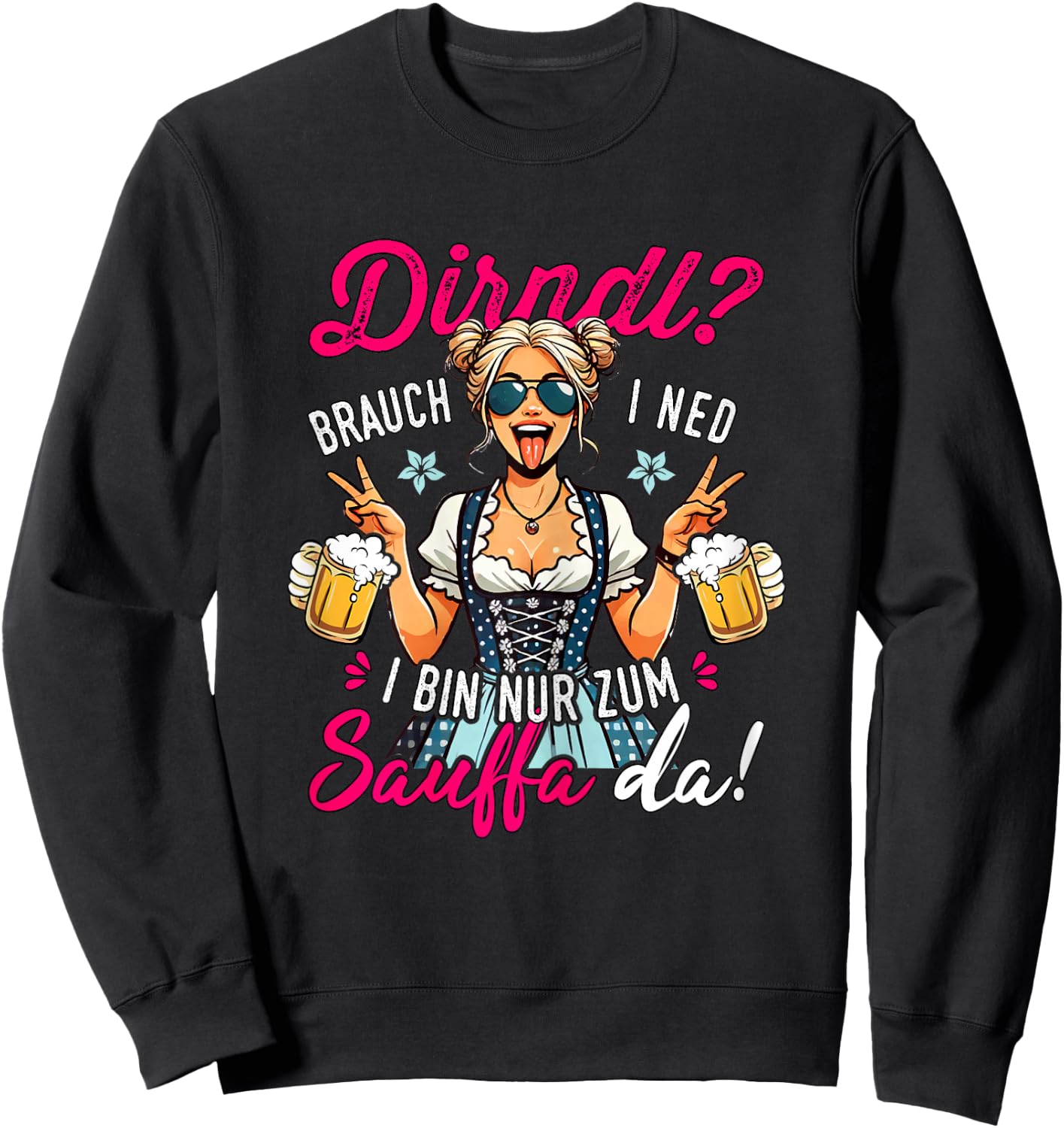 Passend für Oktoberfest Outfit Damen Trachtenshirt Trachten Sweatshirt - Sweatshirt | Black