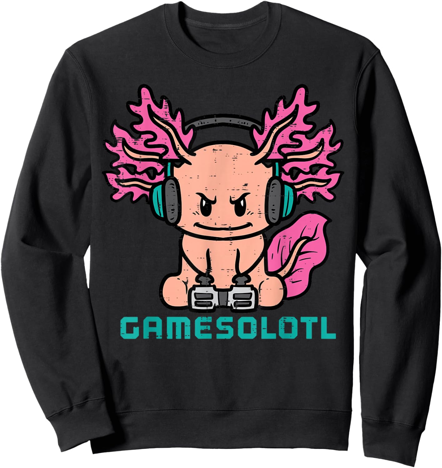 Gaming Axolotl Gamesolotl Funny Gamer Men Boys Kids Teens Sweatshirt - Sweatshirt | Black