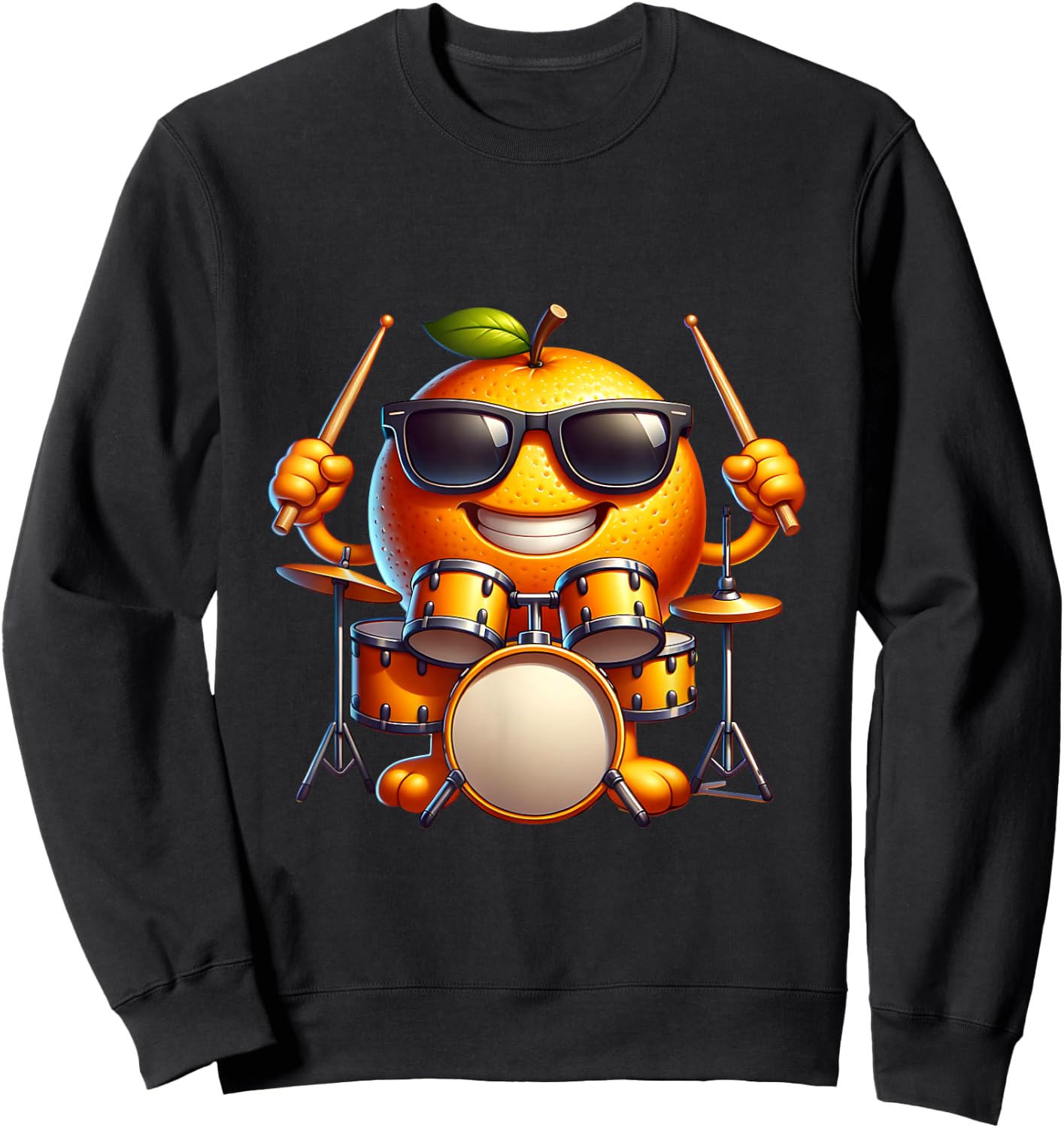 Drums Orange Fruit Rire Batterie Solaire Sweatshirt - Sweatshirt | Black