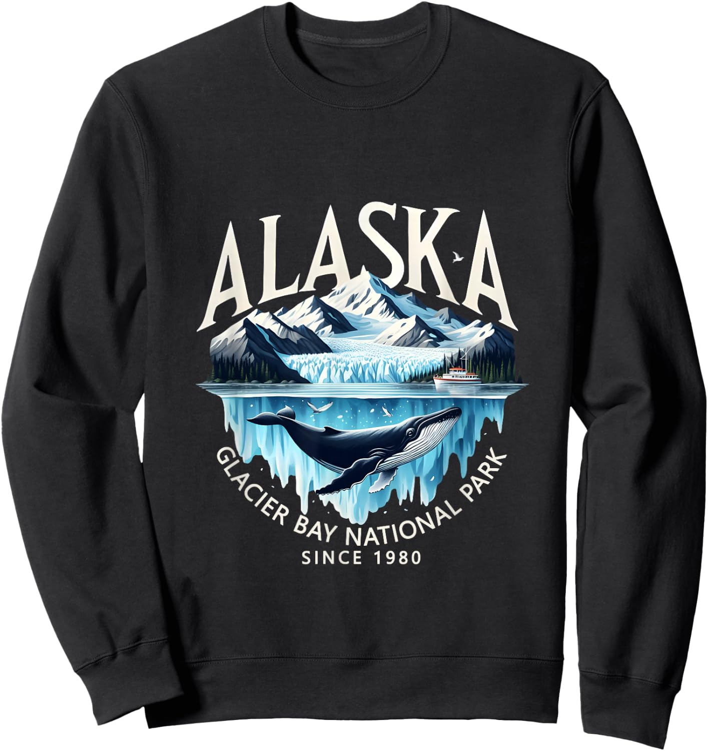 Alaska Glacier Bay National Park Sine 1980 Alaska Cruise Sweatshirt - Sweatshirt | Black