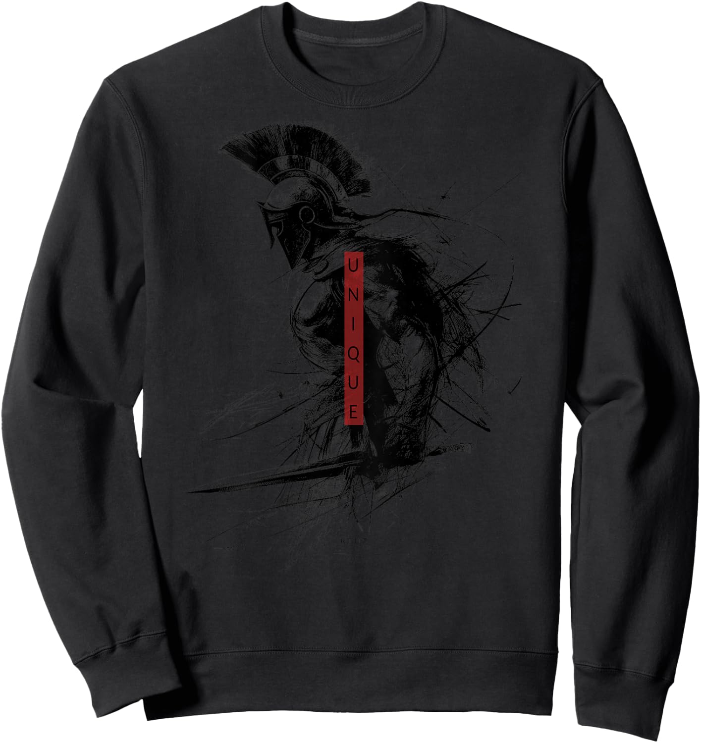 Greek Sparta Helmet Warrior Soldier Backprint Spartan , gray Sweatshirt - Sweatshirt | Black