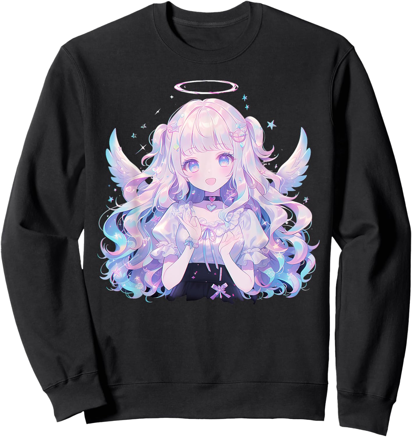 Japanese Tableware Manga Gothic Demon Waifu Retro , Black, S Sweatshirt - Sweatshirt | Black