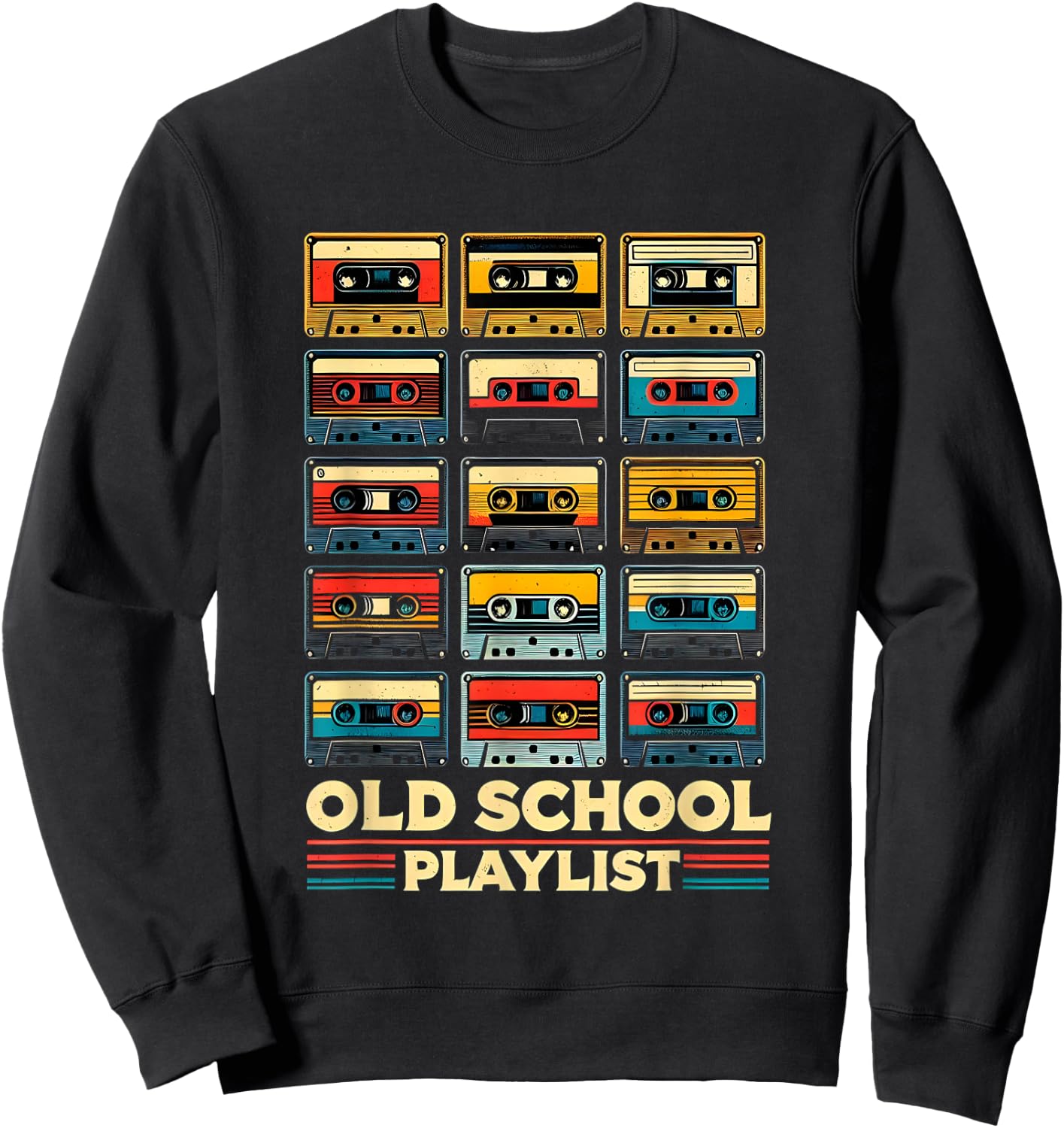 Old School Playlist Retro 80s 90s Cassette Tape Music Sweatshirt - Sweatshirt | Black