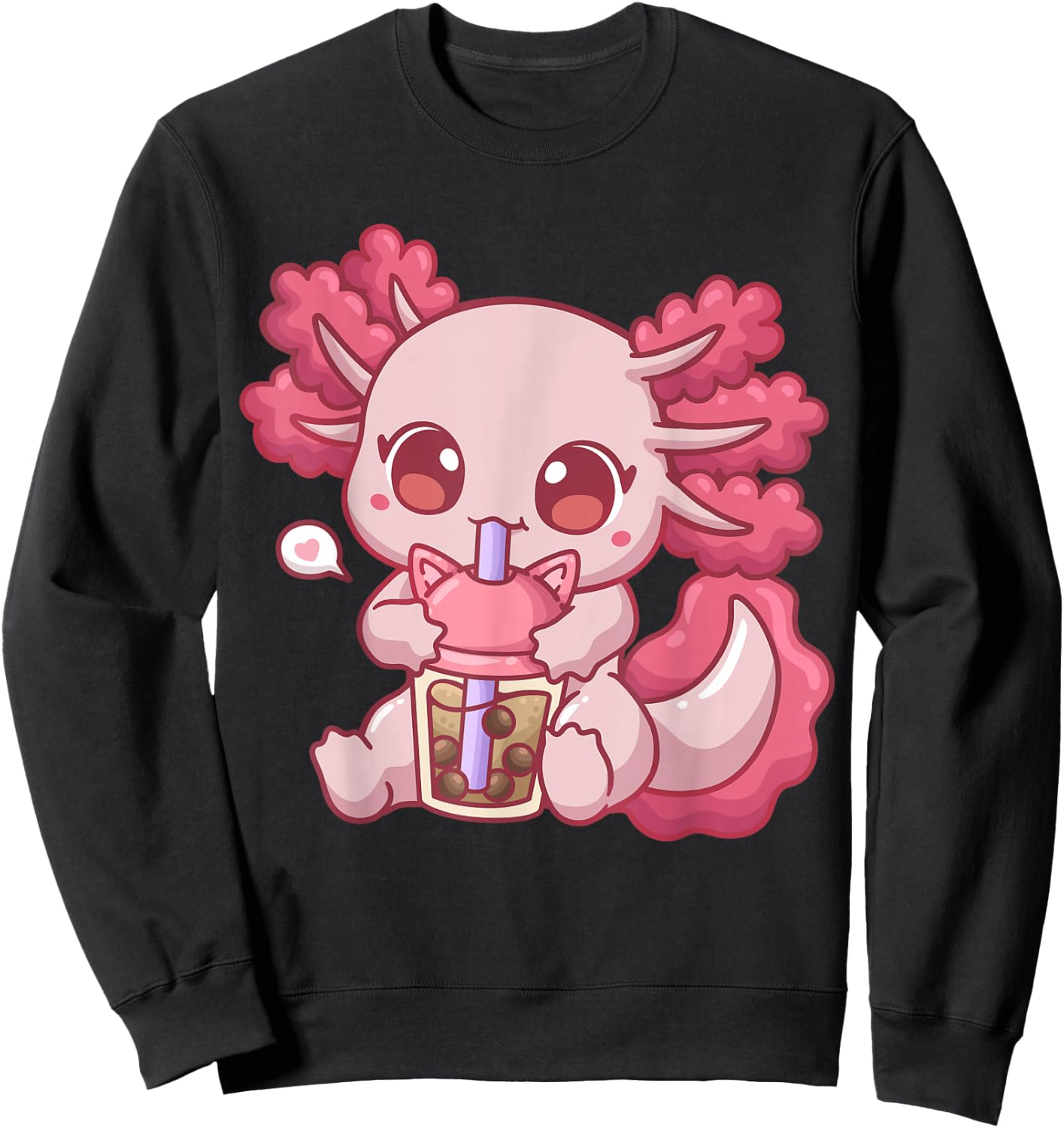 Axolotl Bubble Tea Boba Tea Anime Sweatshirt - Sweatshirt | Black
