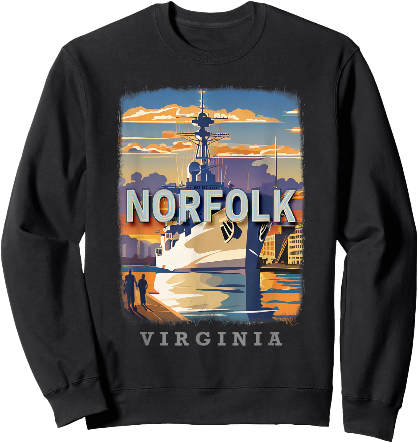 Norfolk Virginia VA Harbor Haven SD034 Sweatshirt - Sweatshirt | Black
