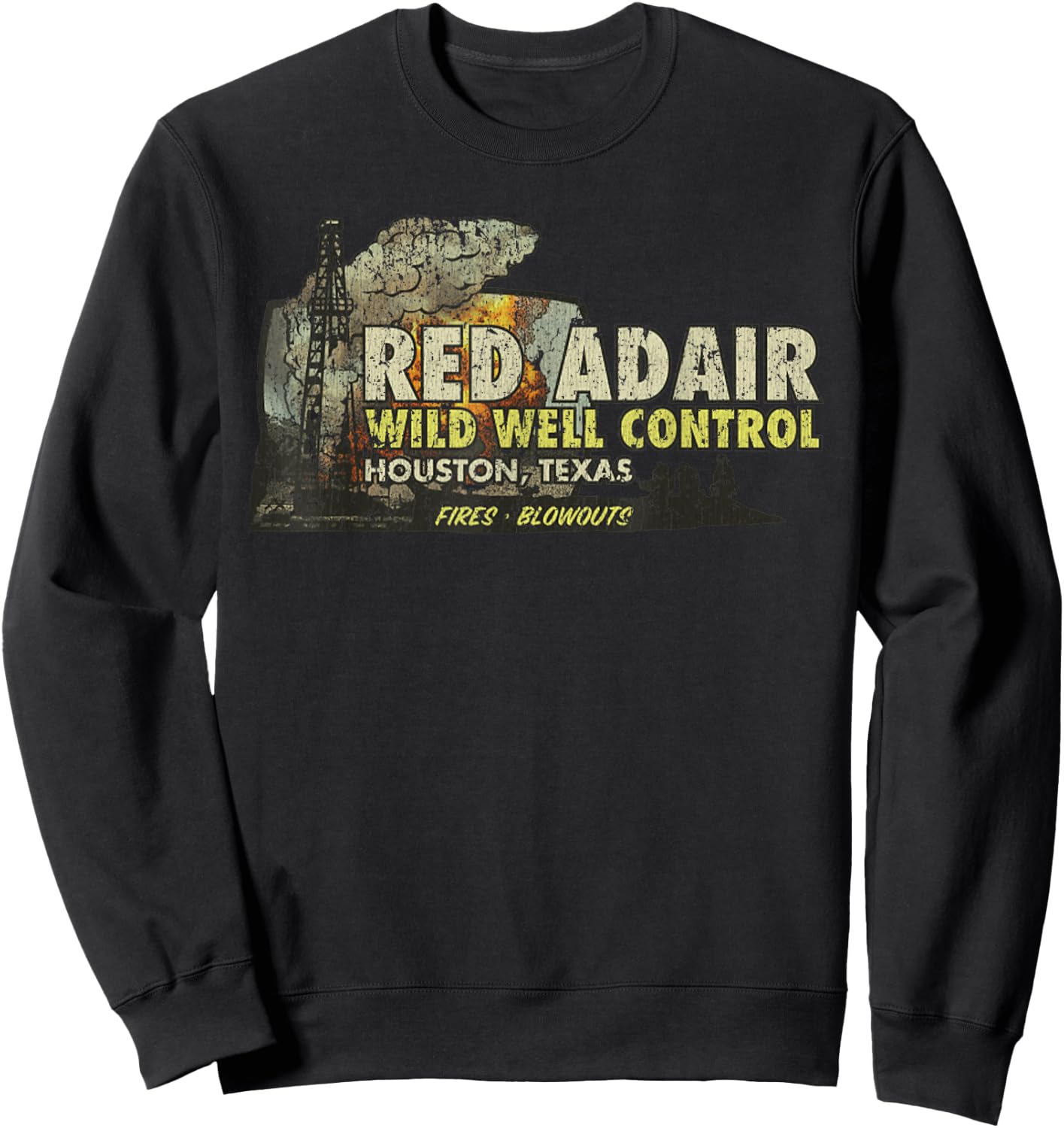 Vintage Red Adairs Wild Well Control 1959 Texas Sweatshirt - Sweatshirt | Black