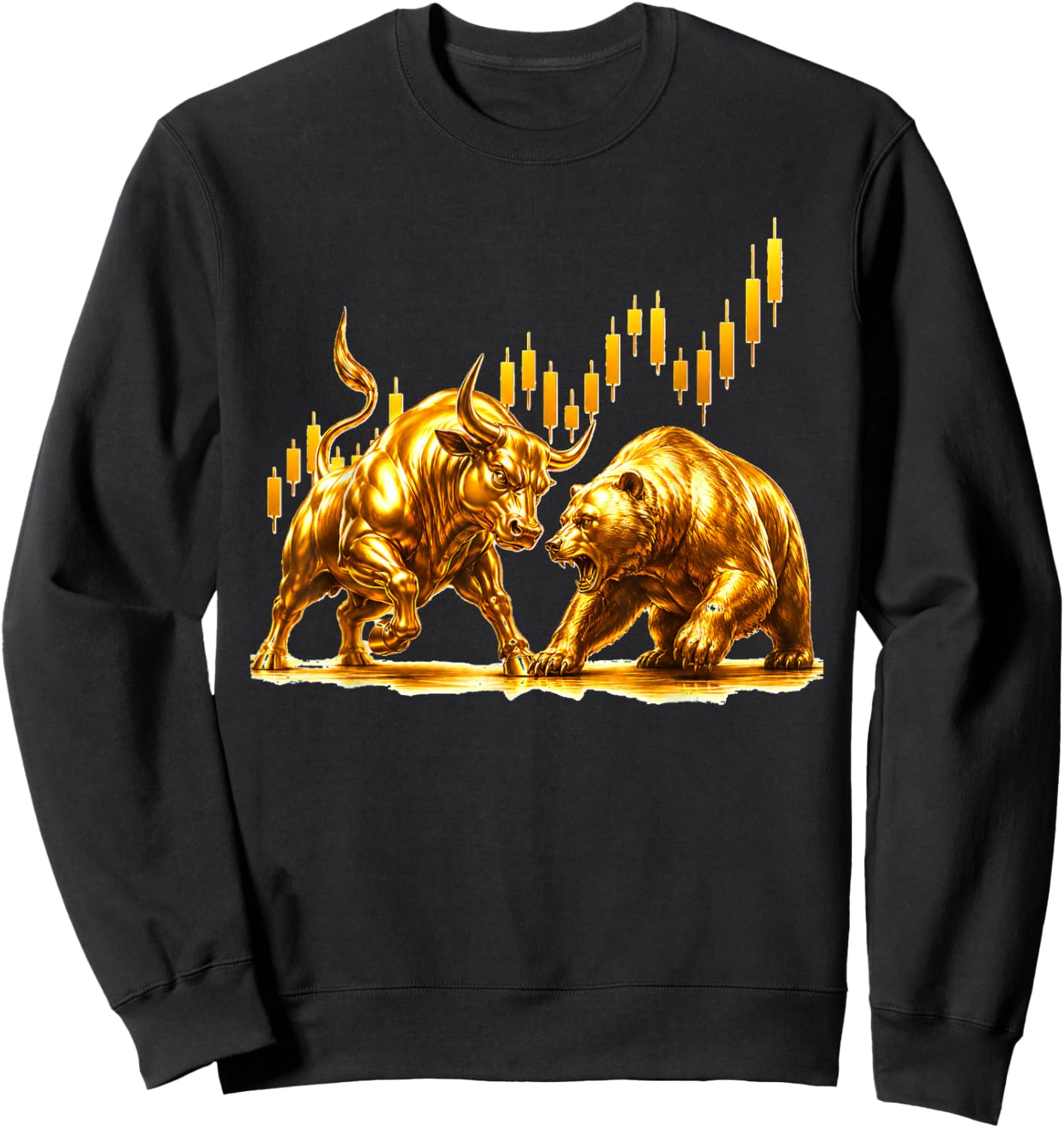 Golden Bull Bear Market Chart Sweatshirt - Sweatshirt | Black