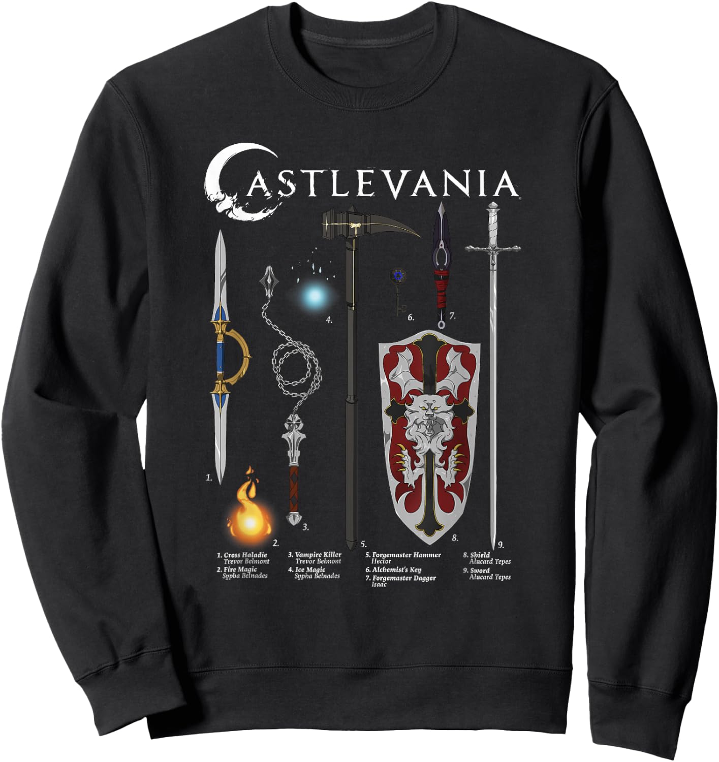 Castlevania Weapons Textbook Poster Sweatshirt - Sweatshirt | Black