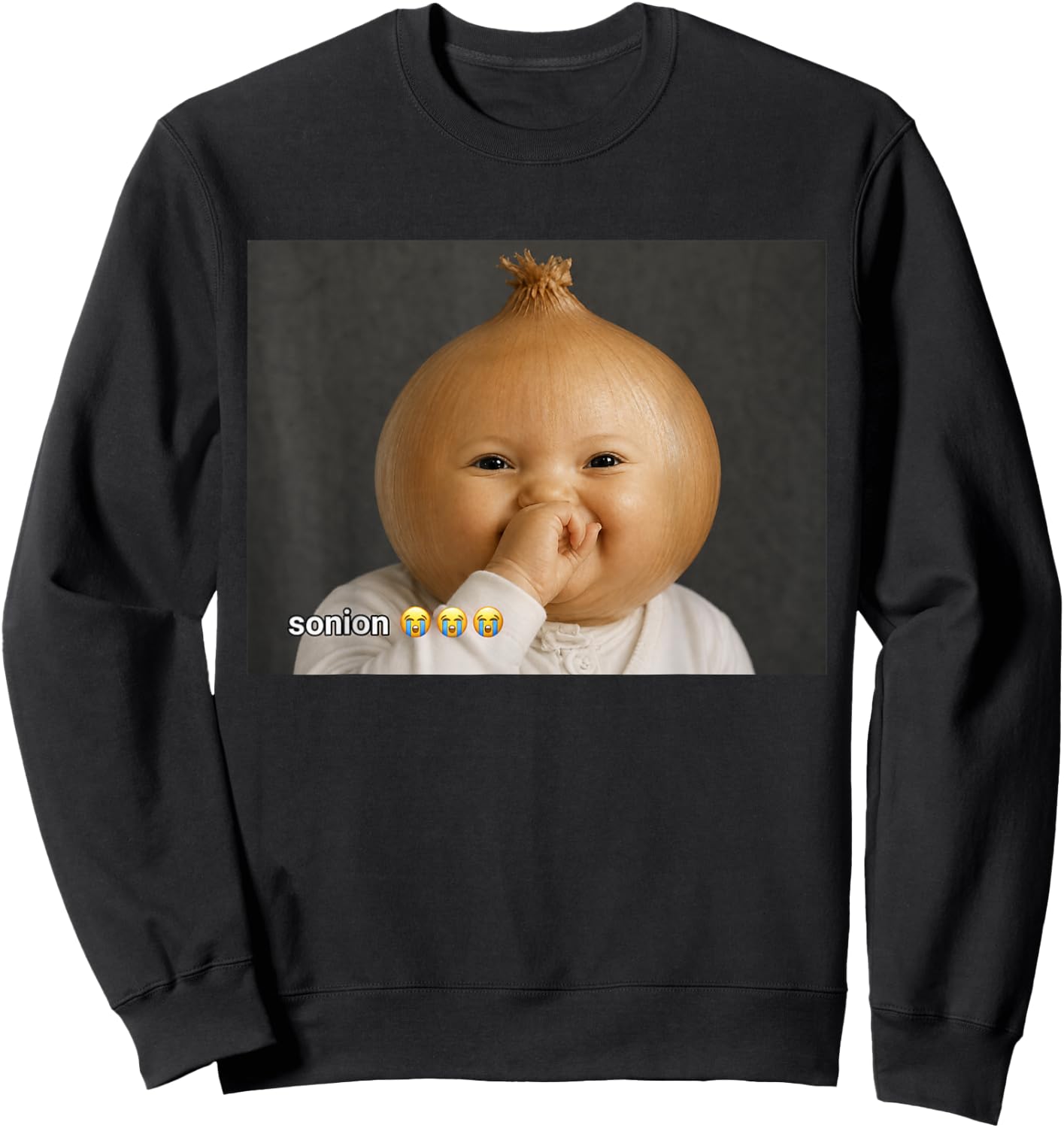 Funny Niche Ai Baby Laughing Sonion Brainrot Meme Sweatshirt - Sweatshirt | Black