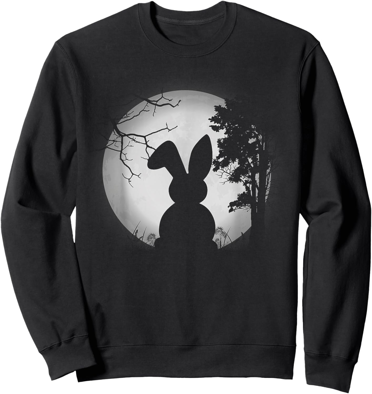 Cute Design Rabbit And Moon Rabbit Lover Men Women Sweatshirt - Sweatshirt | Black