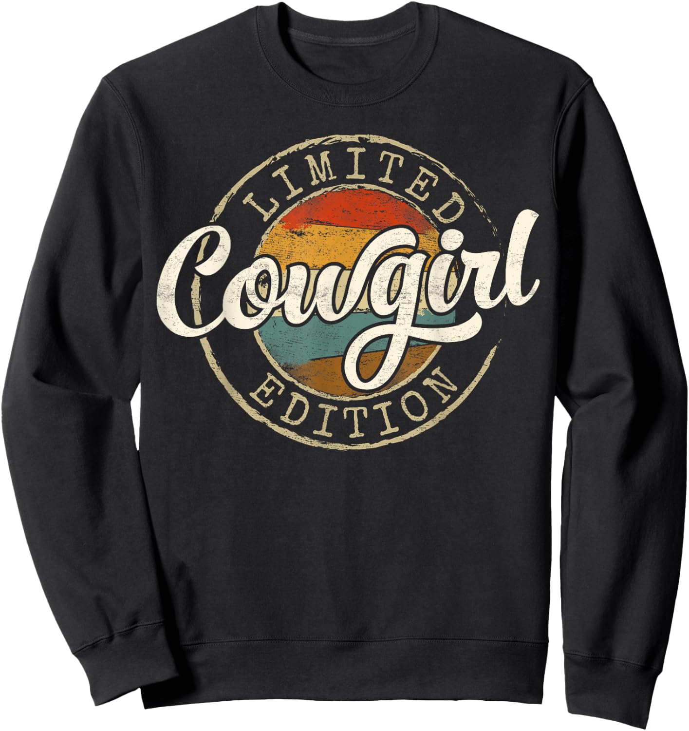 Cowgirl Limited Edition Vintage Stamp Western Rancher Sweatshirt - Sweatshirt | Black