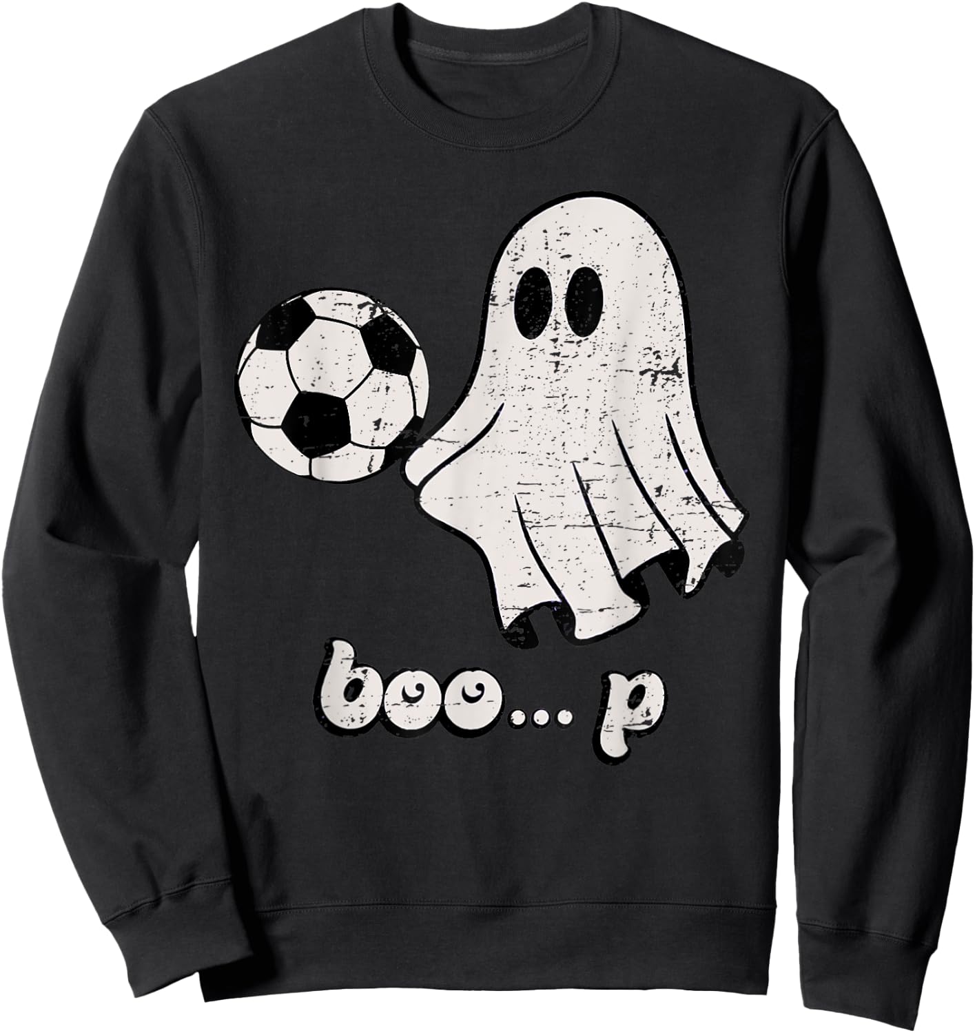 Cute Ghost Playing Football Soccer Player Halloween Costume Sweatshirt - Sweatshirt | Black