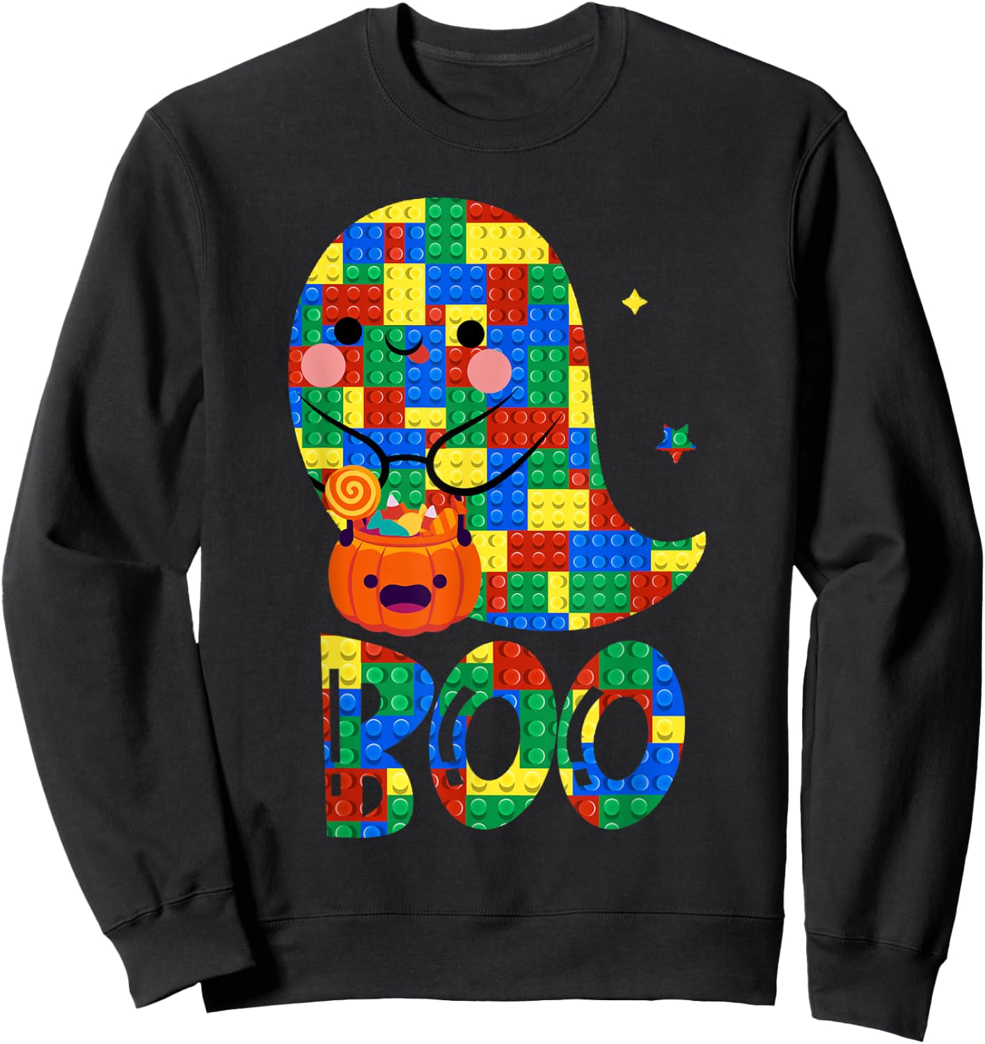Building Blocks Ghost Boo Master Builder Halloween Costume Sweatshirt - Sweatshirt | Black