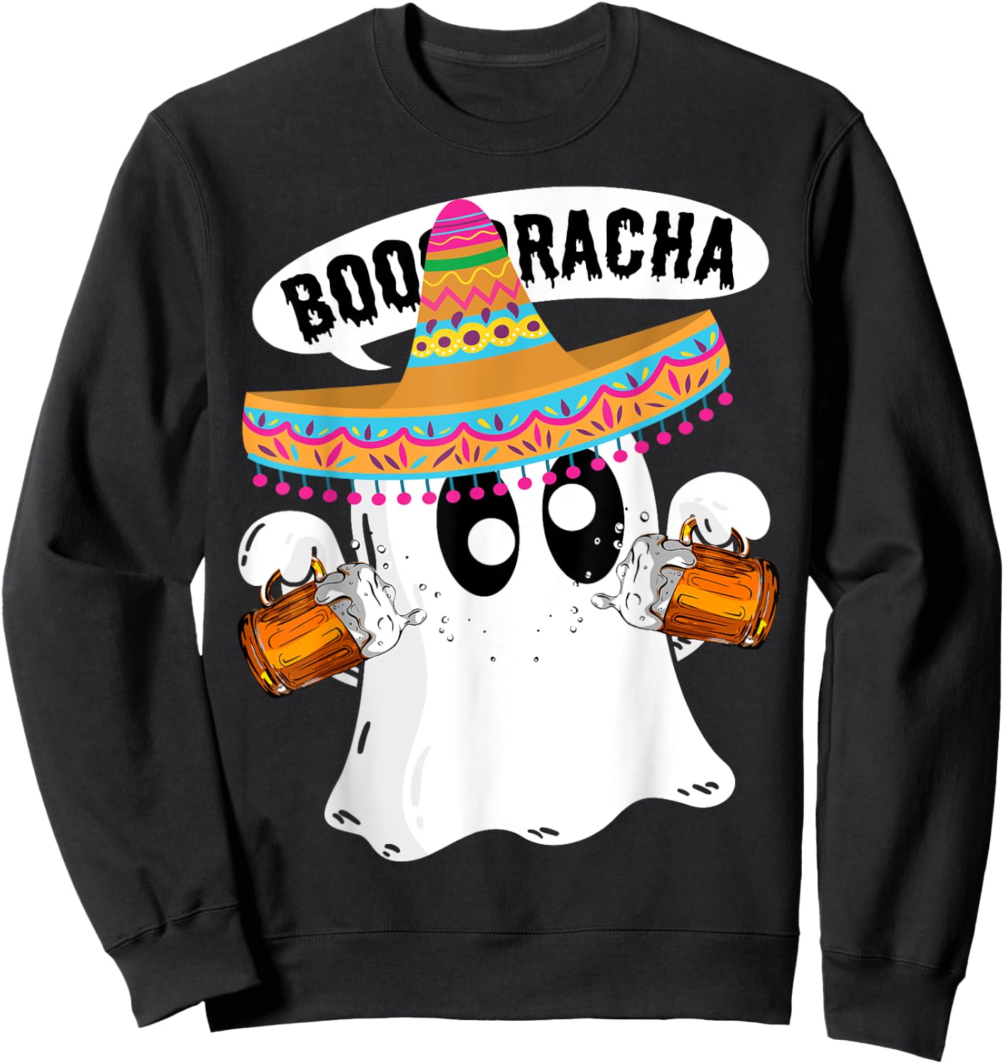 Boo-Racha Halloween Cute Ghost Boo Borracha Cinco De Mayo Sweatshirt - Sweatshirt | Black