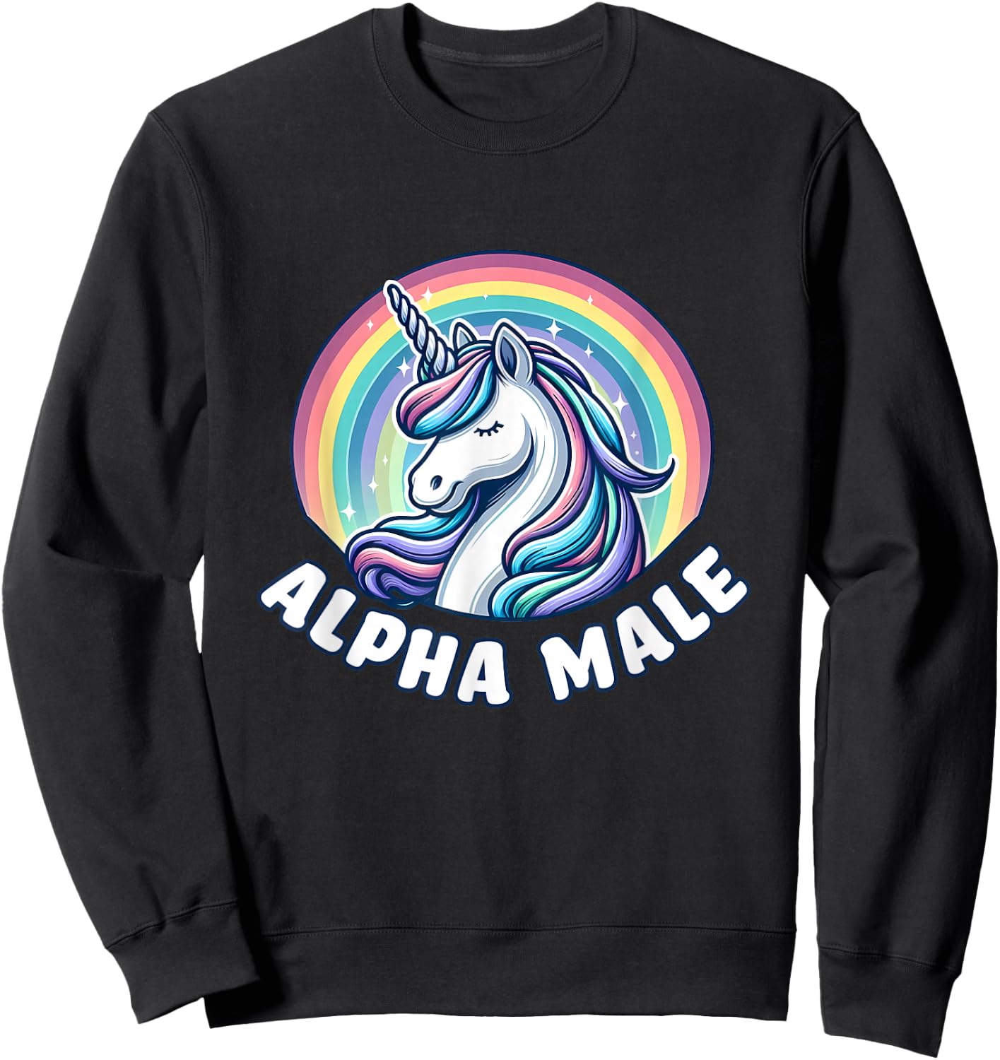 Funny Ironic Men Cute Alpha Male Unicorn , Black, S Sweatshirt - Sweatshirt | Black