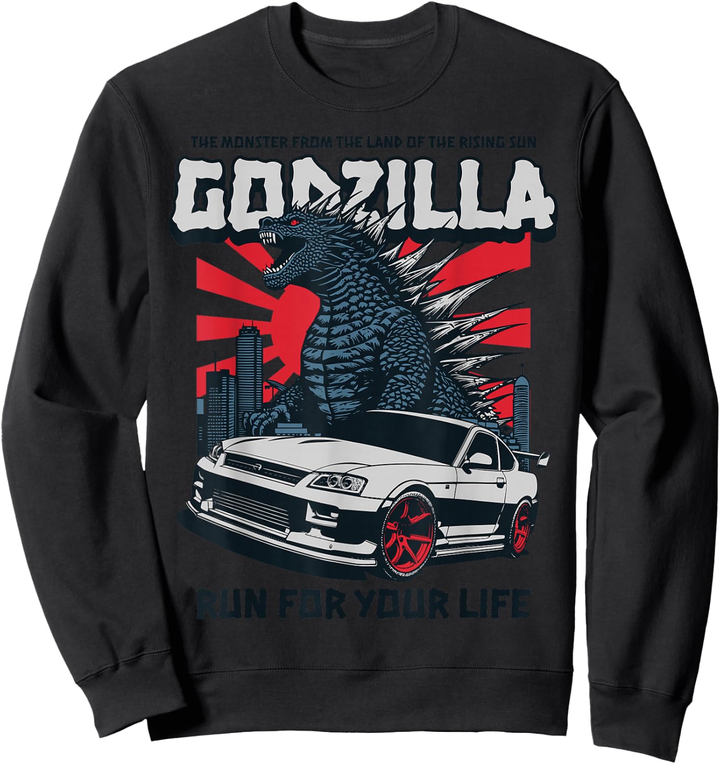 Godzilla - Run for Your Life Car Sweatshirt - Sweatshirt | Black