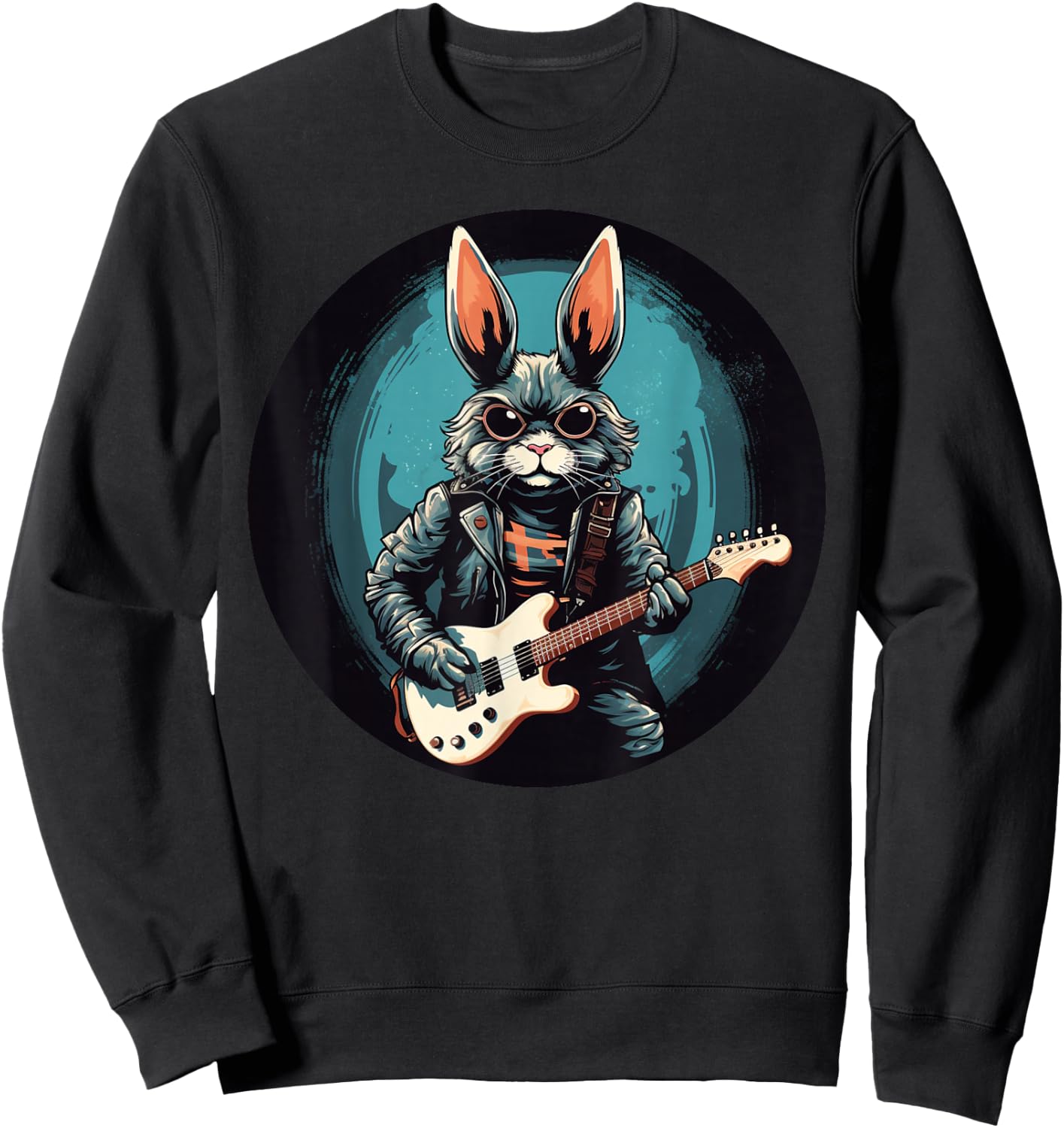 Cool electric guitar bunny for rock'n roll Easter Sweatshirt - Sweatshirt | Black