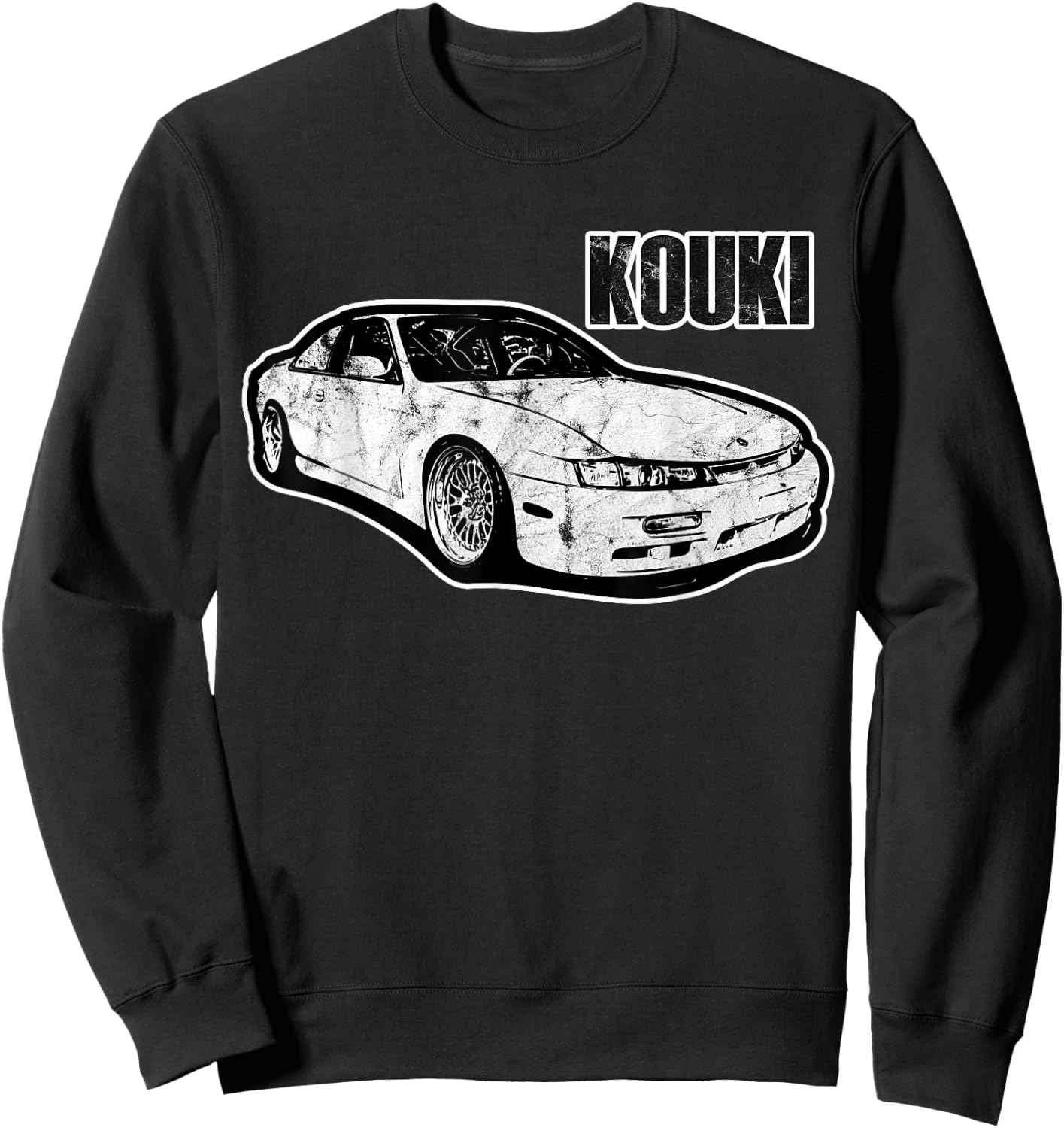 S14 Kouki JDM Drift Car Outlined 90s Classic Motorsports Sweatshirt - Sweatshirt | Black