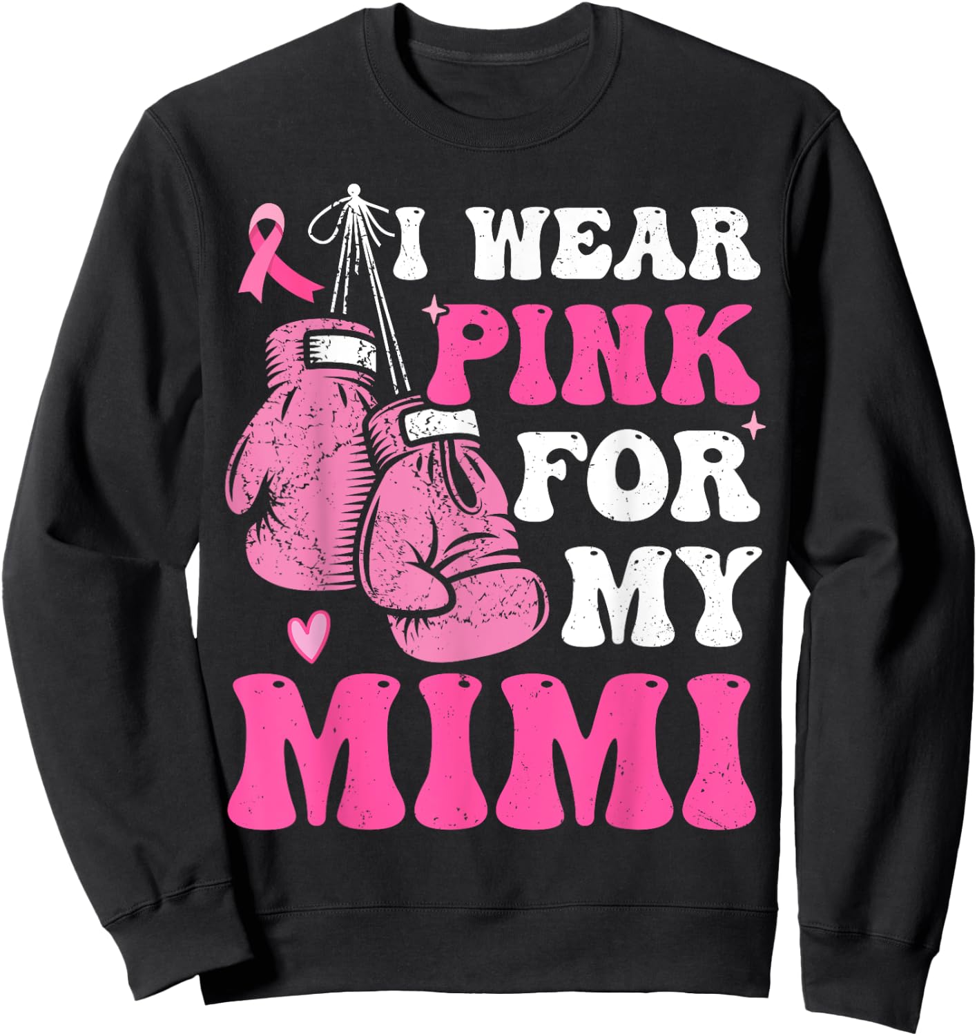 I Wear Pink For My Mimi Breast Cancer Mom Awareness Kids Sweatshirt - Sweatshirt | Black