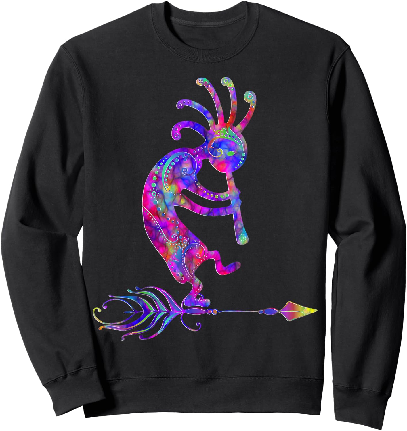 Native American Kokopelli with Feather 2 - Fan Fun Sweatshirt - Sweatshirt | Black