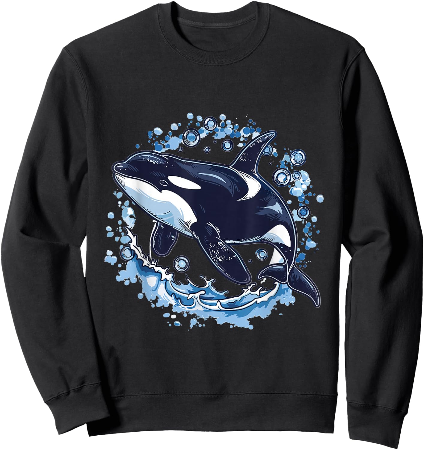 Orca Whale Bubbles Graphic Sweatshirt - Sweatshirt | Black